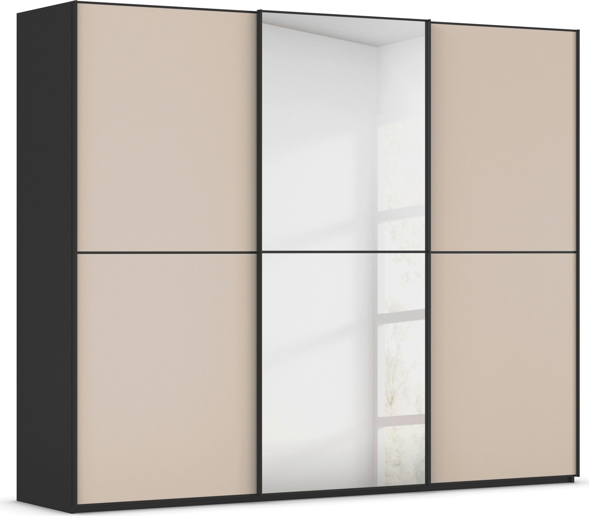 rauch Schuifdeurkast Kledingkast Kast Garderobe Slaapkamerkast SCALE-DUO edel tweedelige deuren spiegel/glas-mix 3 sierlijsten made in germany