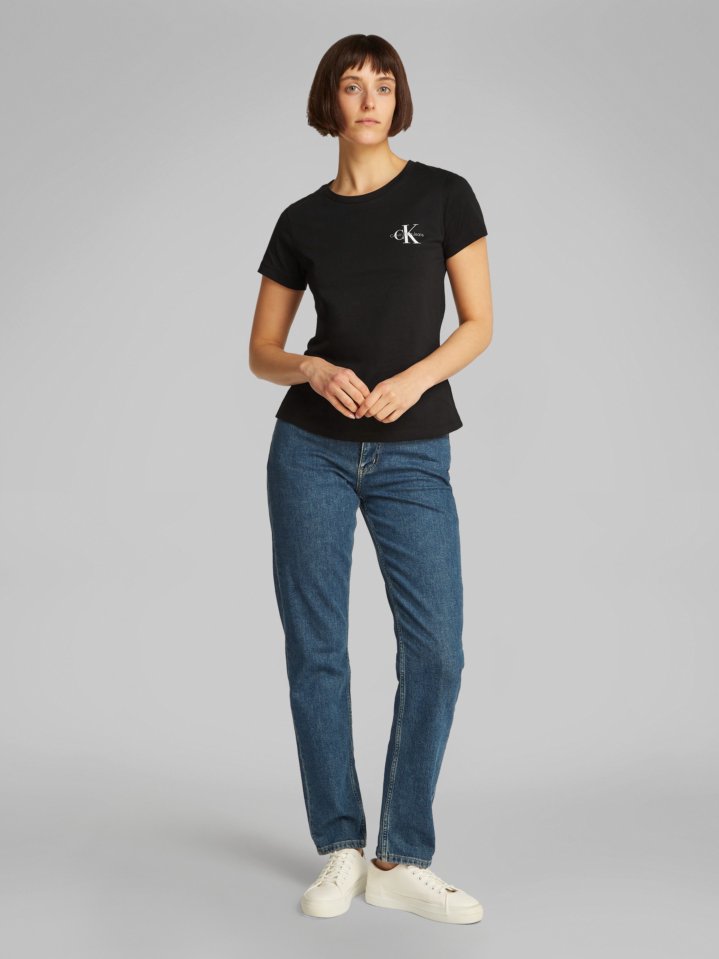 Calvin Klein Shirt met ronde hals 2-PACK MONOLOGO SLIM TEE met calvin klein jeans logoprint op borsthoogte (2-delig, Set van 2)