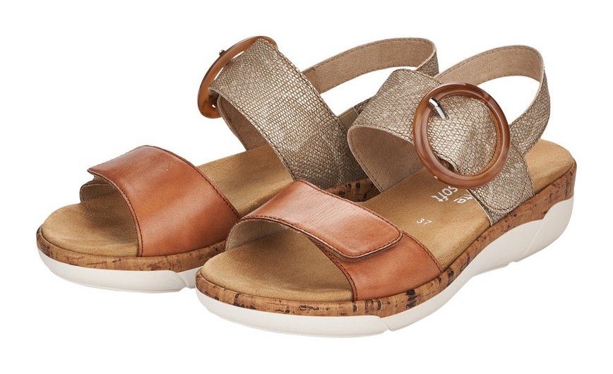 Remonte Sleehaksandaaltjes zomerschoen, sandaal met bandjes, praktische klittenbandsluitingen dames sandalen met sleehak maat 38 bruin