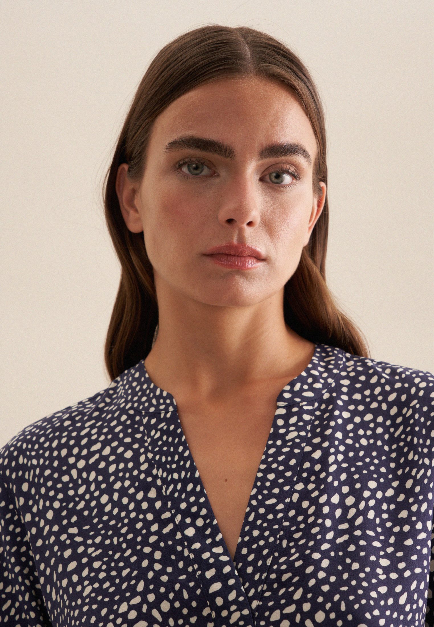 seidensticker Klassieke blouse Zwarte roos Tuniek print