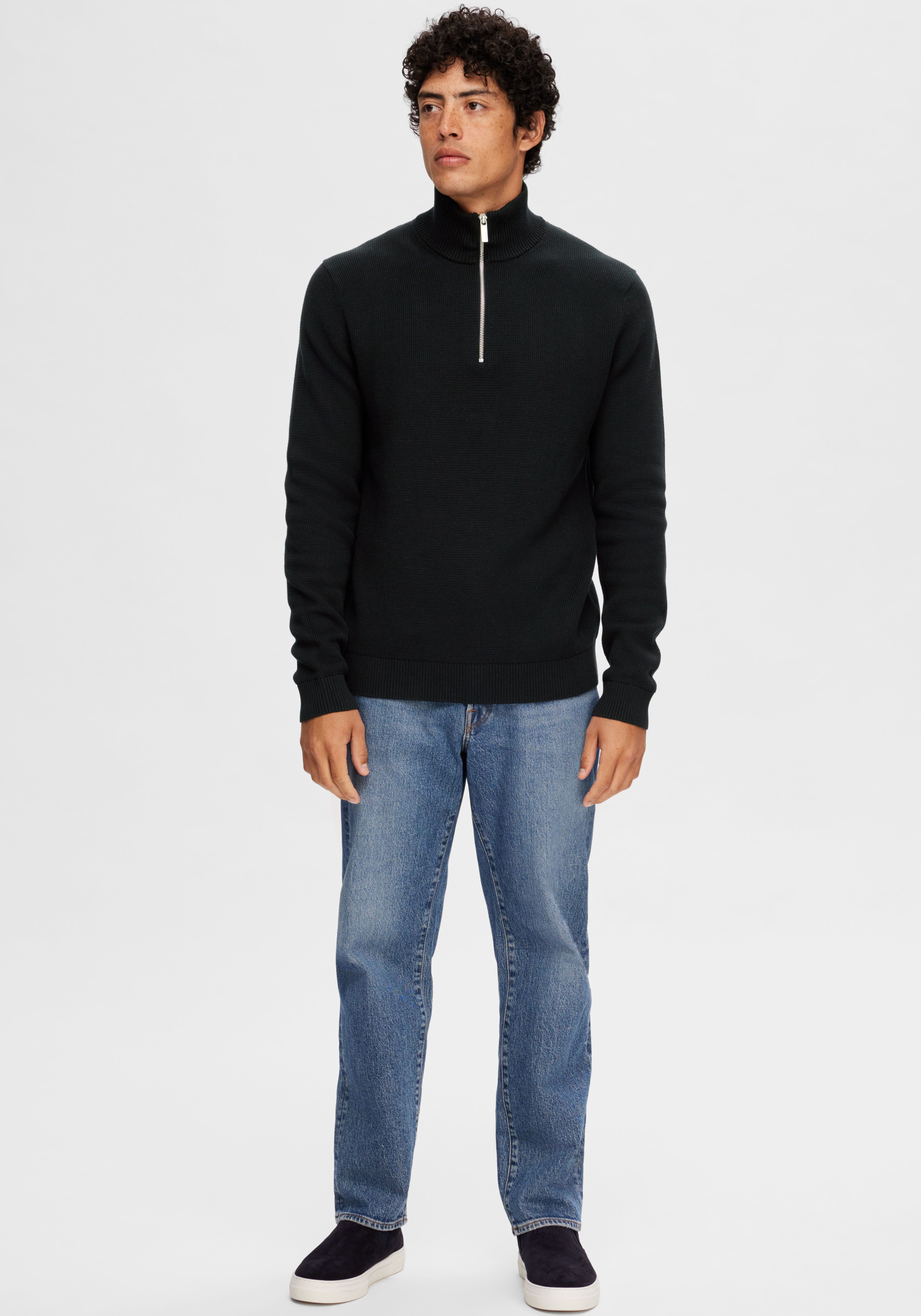 SELECTED HOMME Schipperstrui SLHDANE LS KNIT STRUCTURE HALF ZIP NOOS