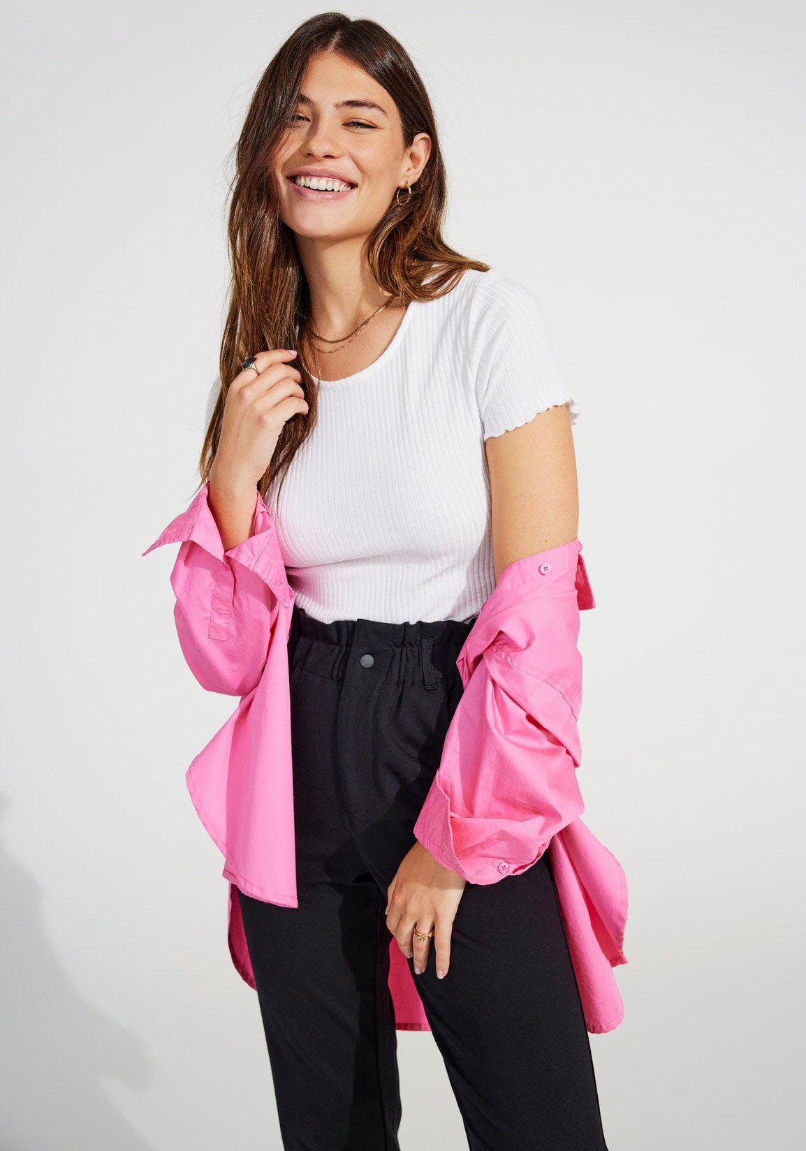 Only Shirt met ronde hals ONLEMMA S/S SHORT TOP NOOS JRS
