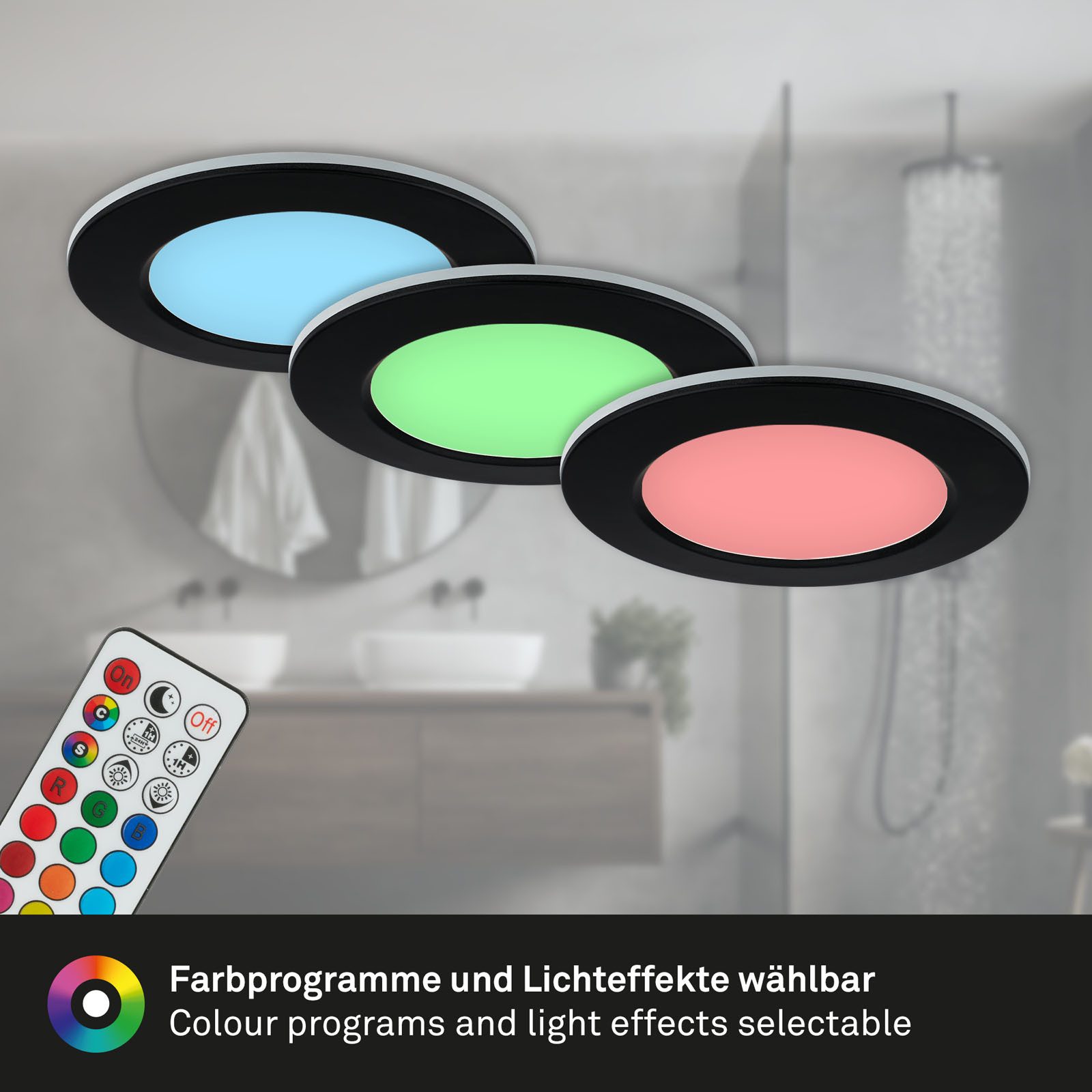 Briloner Leuchten Ledinbouwlamp 3-pack LED inbouwlampen RGB-CCT, zwart 3-delige set led inbouwspots, rgb cct, inbouwspots bad, bad ip65,