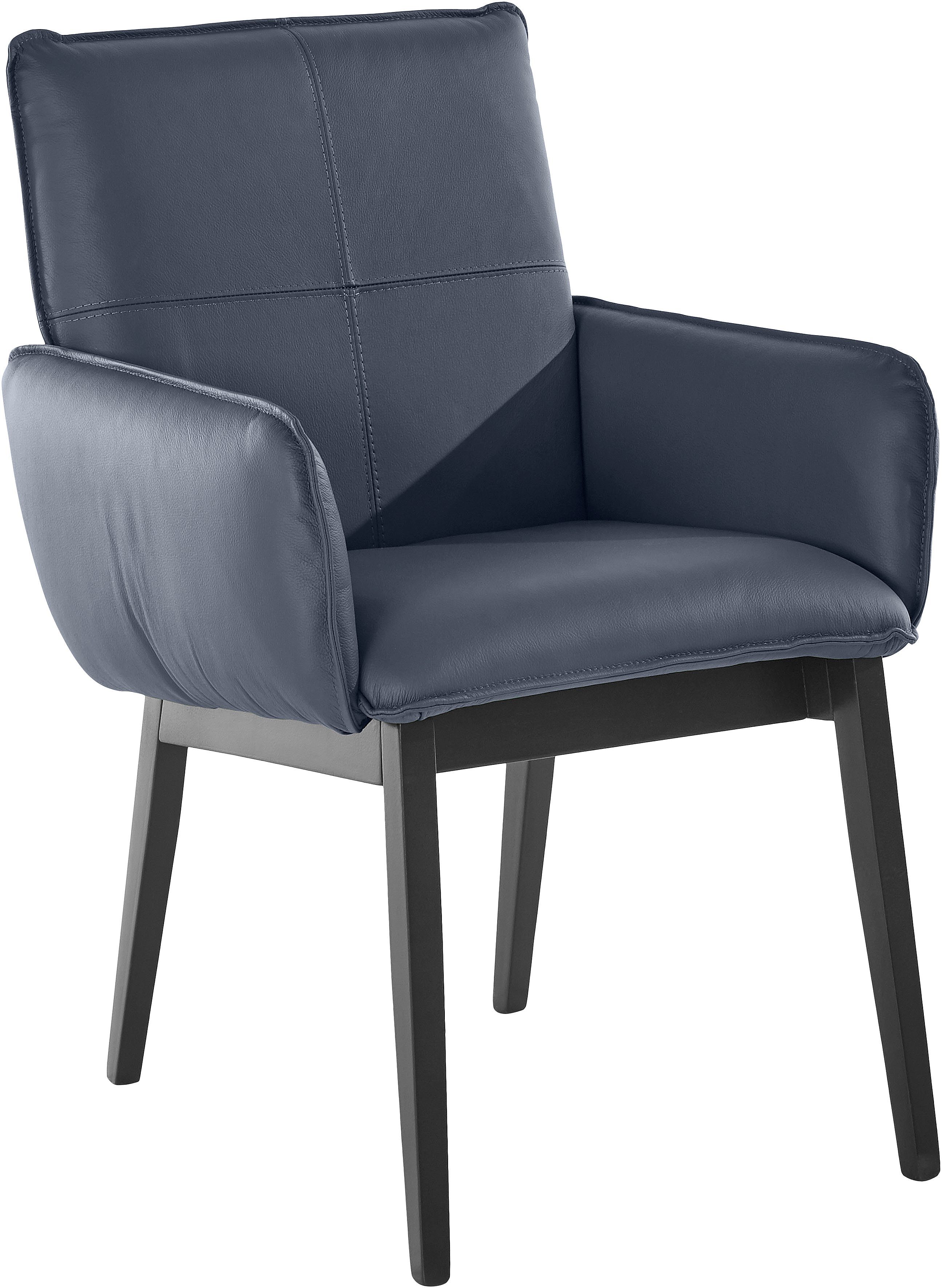 Home affaire Stoel met armleuningen Model 6 Bekleding van microvezel of leer, frame is beuken in zwart gelakt (2 stuks)
