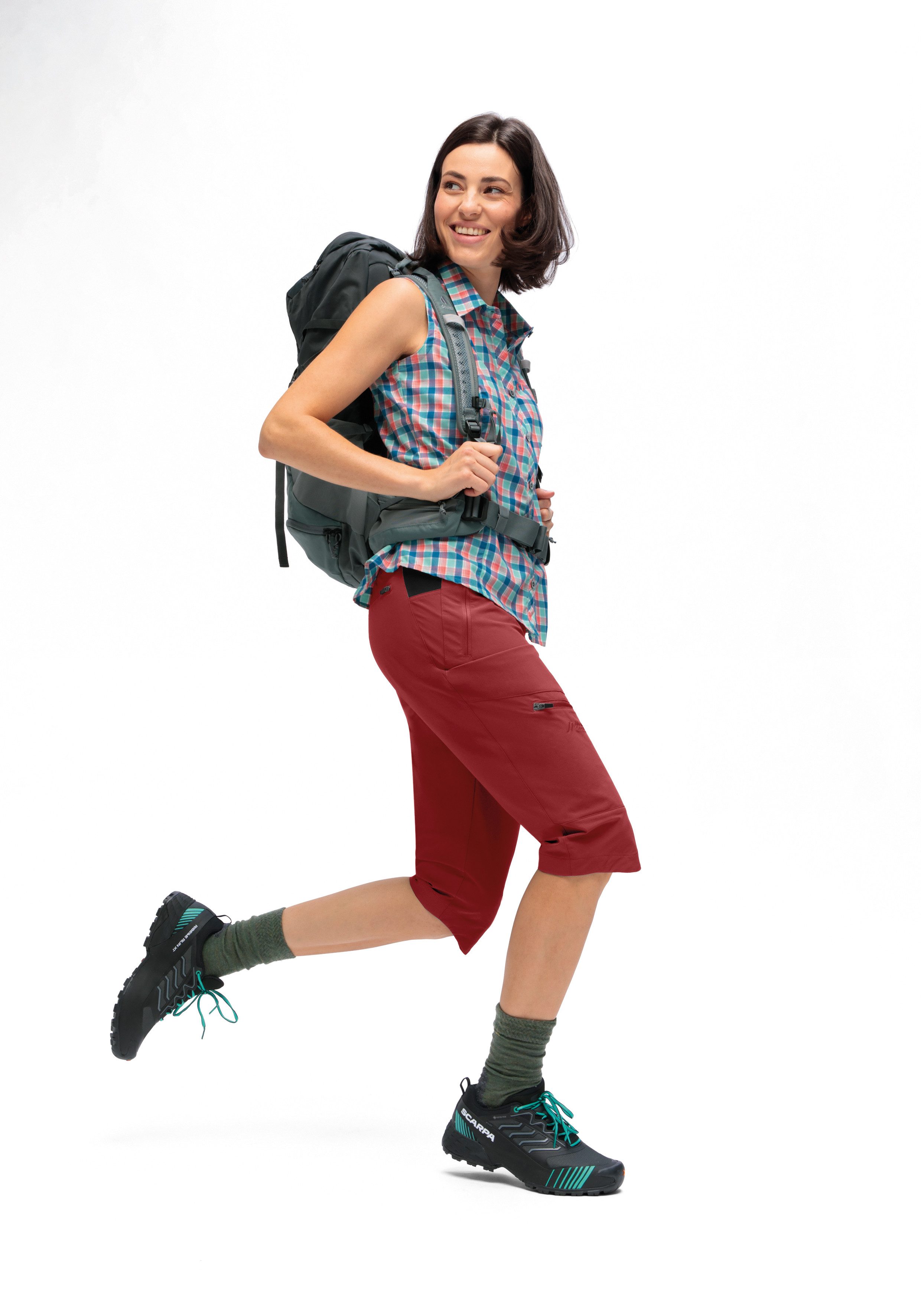 Maier Sports Outdoorbroek Inara slim Capri Vario Dames wandelbroek, elastische functionele broek met 4 zakken, slim fit