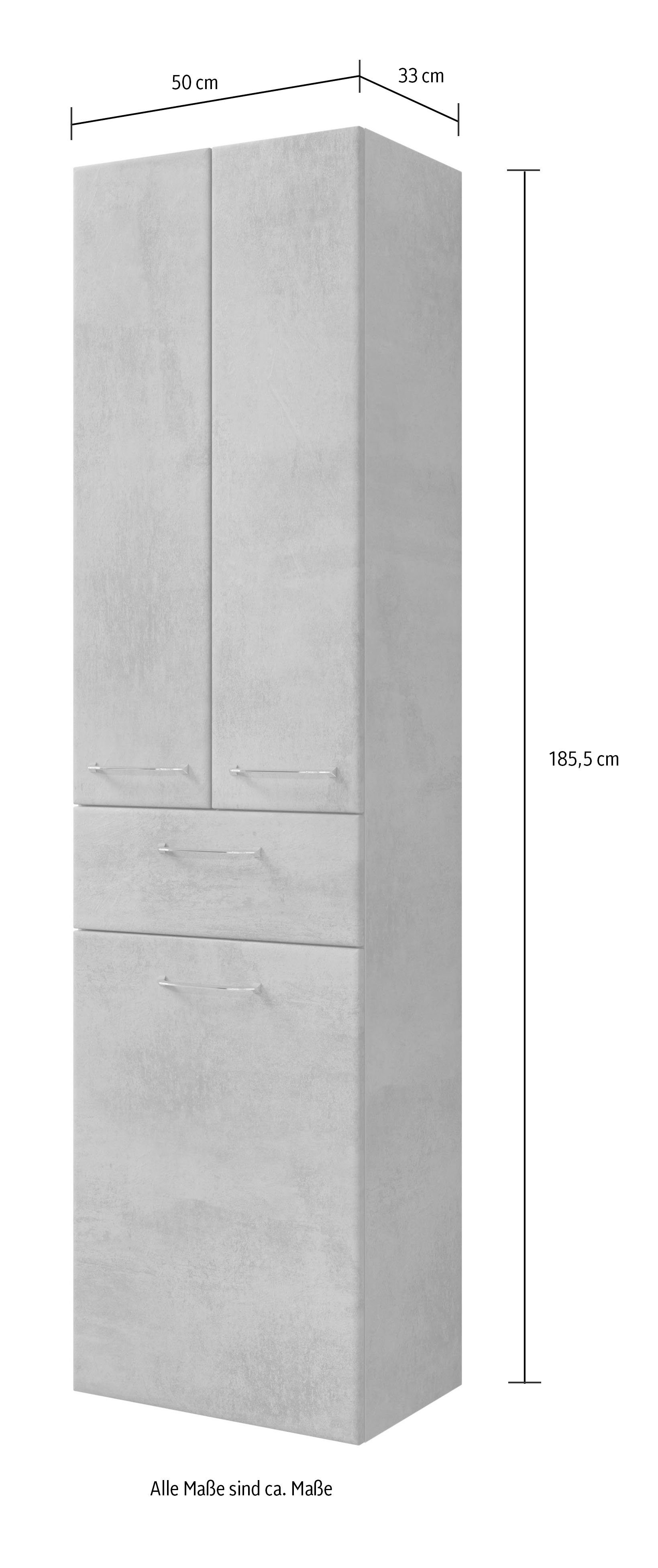 Saphir Hoge kast Quickset 945 Badkamermeubel, 50 cm breed, 2 deuren, 1 lade, waslade