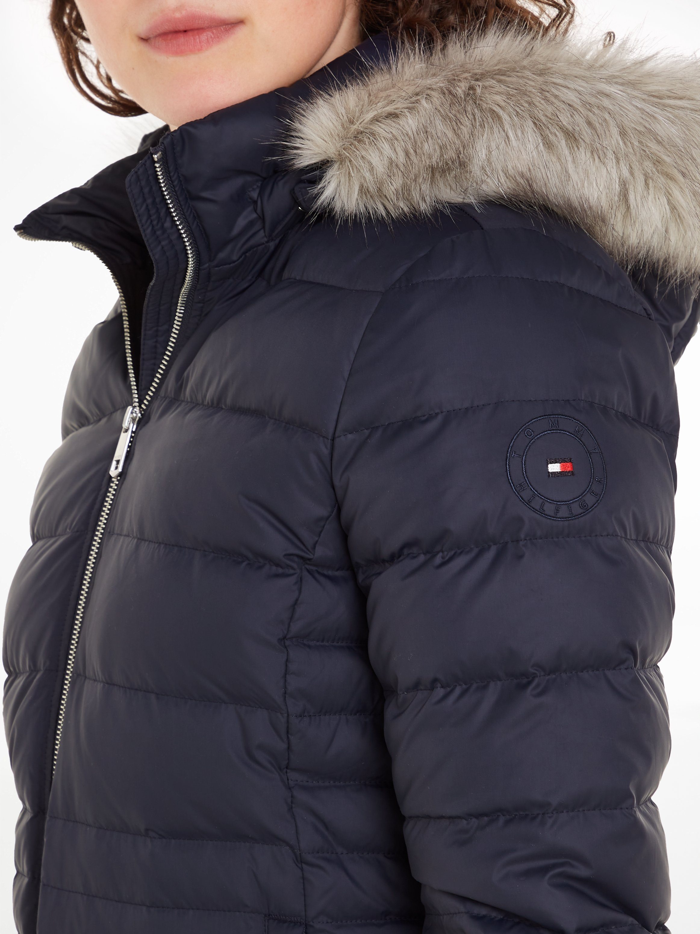 Tommy Hilfiger Donsjack TYRA DOWN JACKET WITH FUR met rand van imitatiebont op de capuchon