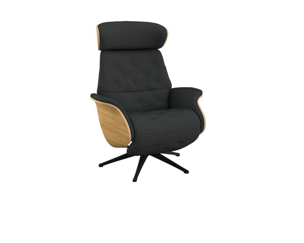 FLEXLUX Relaxfauteuil Volden praktische elektrische fauteuil Maat M, elektrische rug- en voetensteun, accu, armleuning Eiken, zwarte poot
