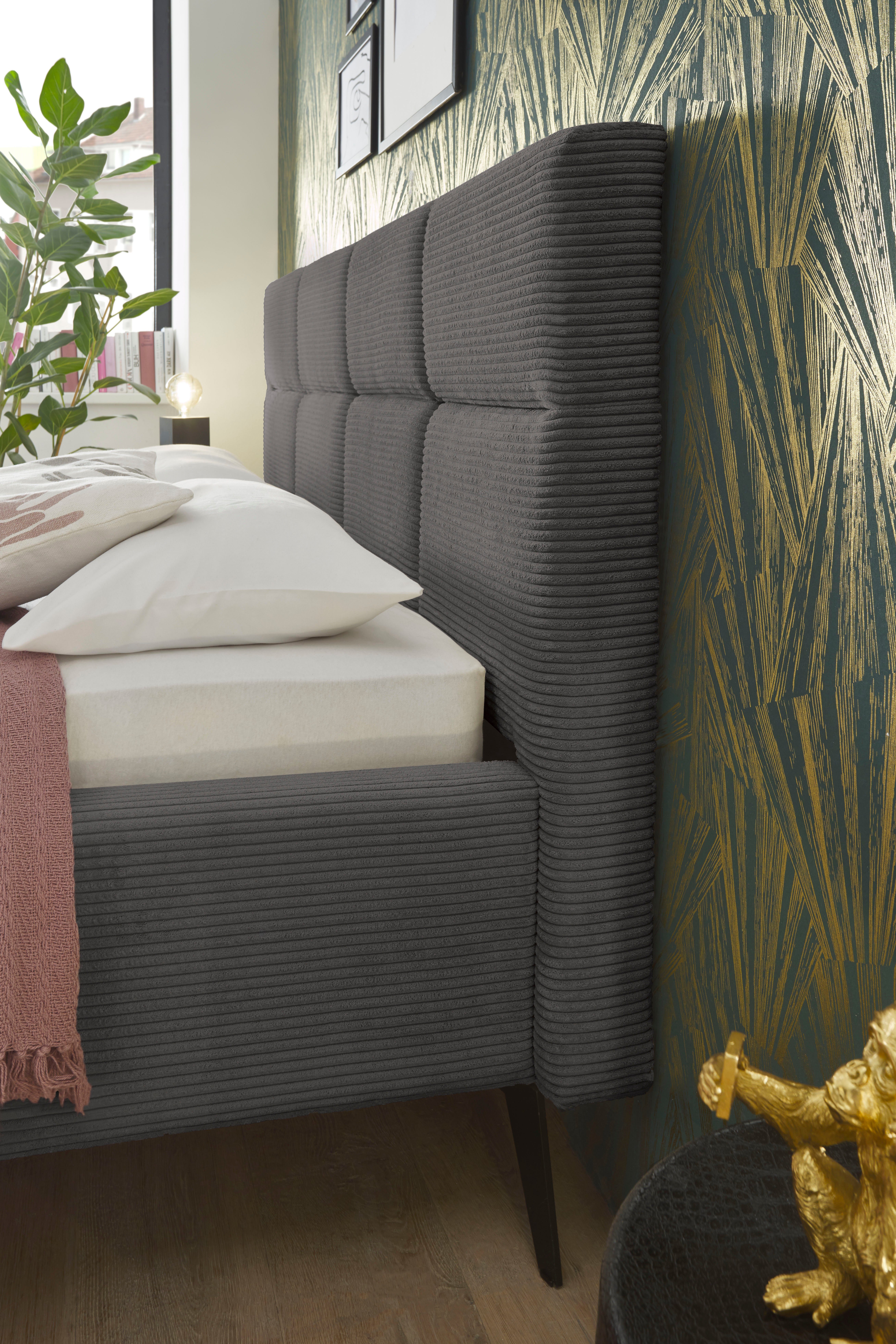 set one by Musterring Gestoffeerd bed Cary naar keuze met matras en lattenbodem, zwarte metalen poten