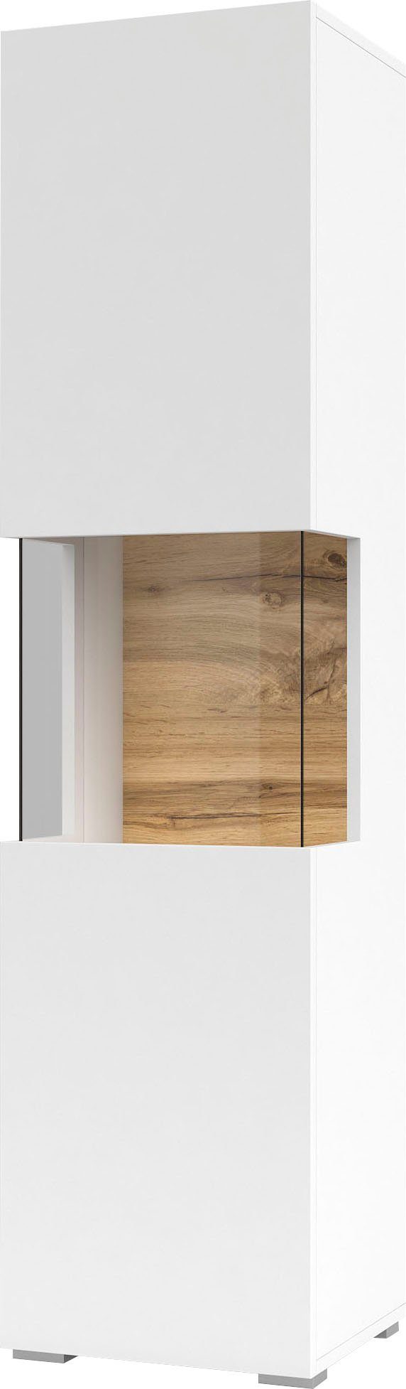 INOSIGN Vitrinekast Ava, breedte 36 cm, hangend en staand te monteren moderne greeploze vitrinekast, hoge kast met hoekverglazing