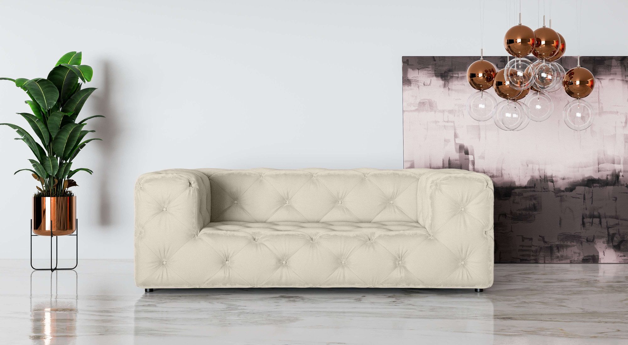 Places of Style 2-zitsbank FOLLINA 2-zits bank met klassieke chesterfield knoopverwerking