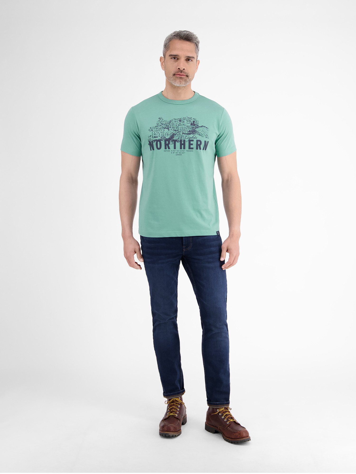 Lerros T-shirt LERROS Effen T-shirt met borstprint