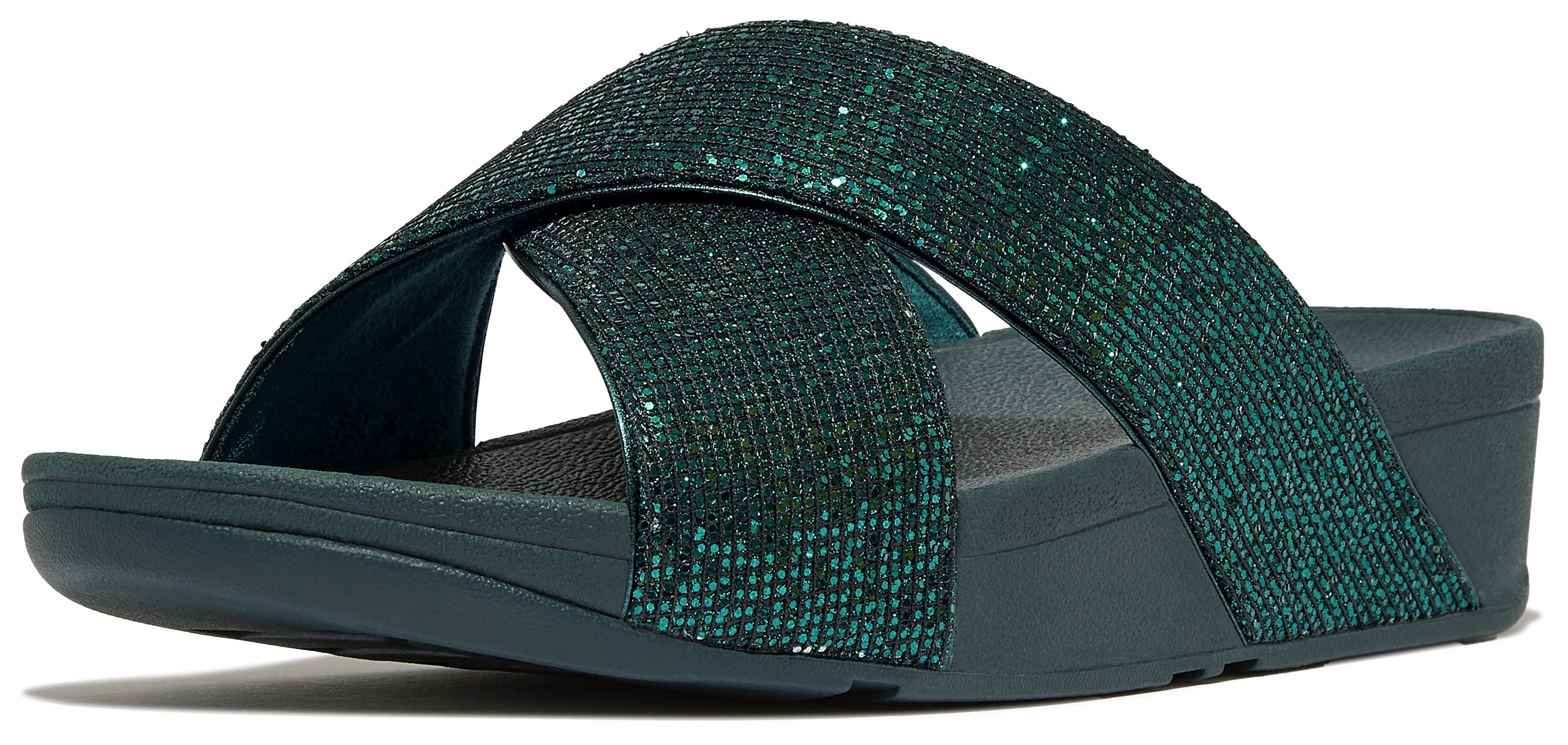 Fitflop Sleehakmuiltjes Lulu Glitterball Slide badslippers slides sandaal kruisbandage bezet met glinsterende steentjes