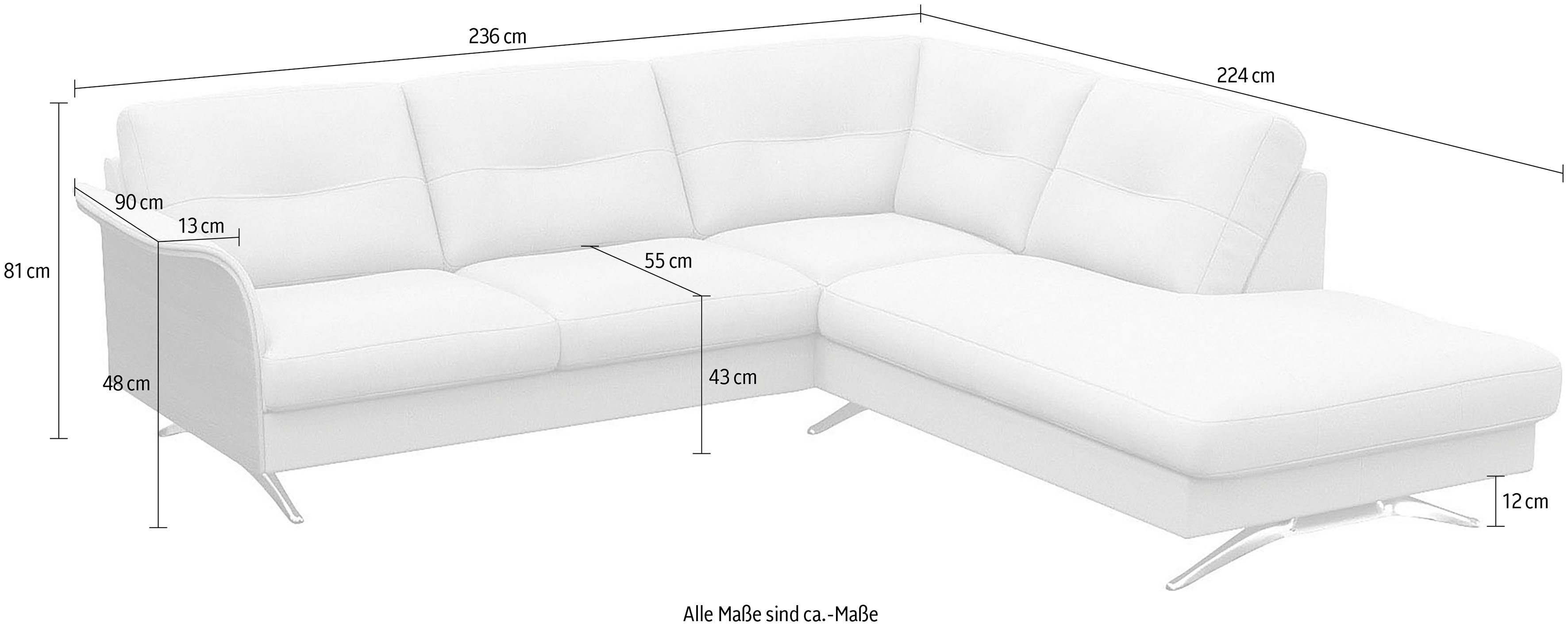FLEXLUX Hoekbank Glow, super comfortabel door hoogwaardige zitconstructie met binnenvering, L-vorm
