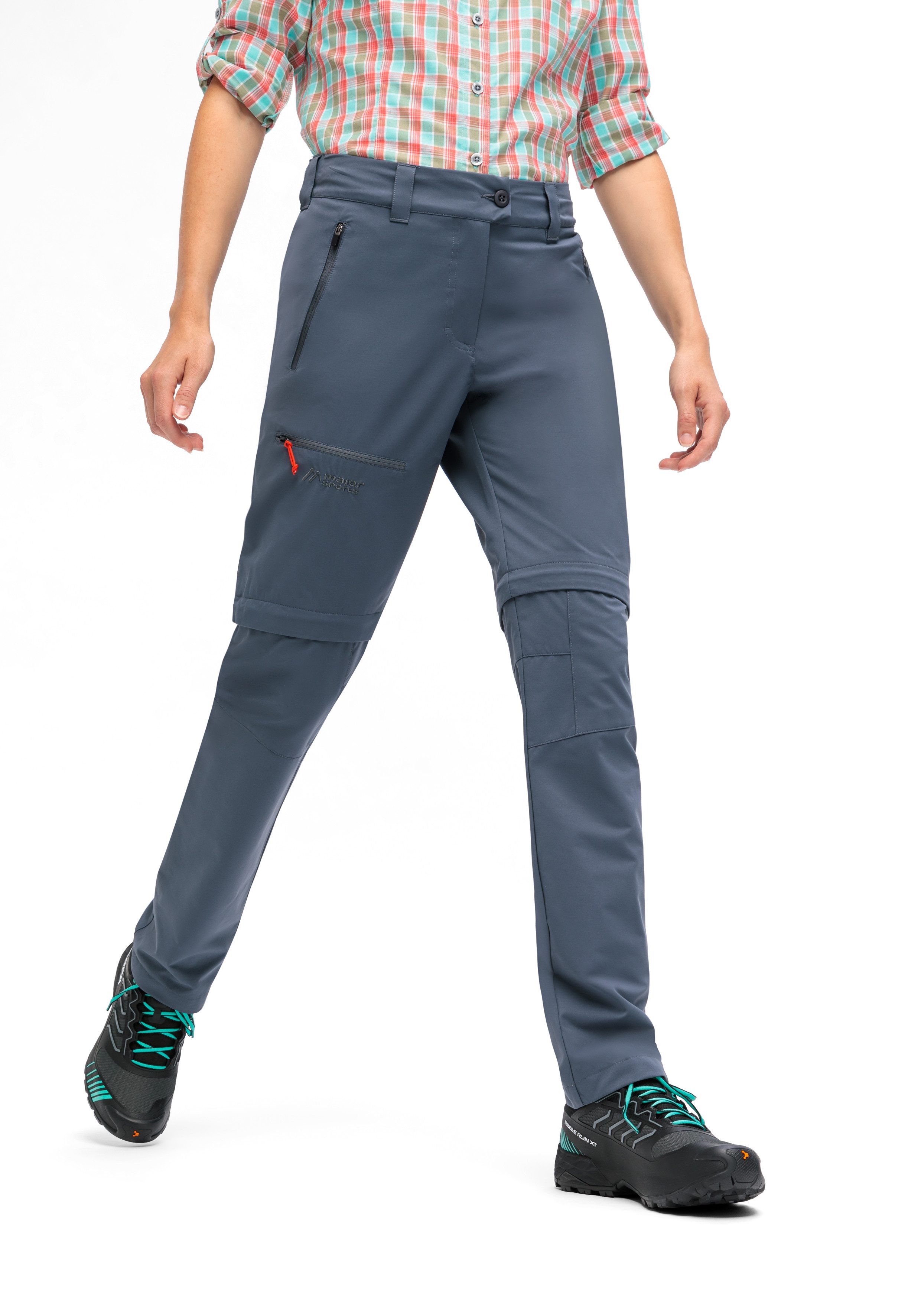 Maier Sports Outdoorbroek Nata Zip Loop Dames wandelbroek, zip-off functionele broek, 3 zakken, regular fit