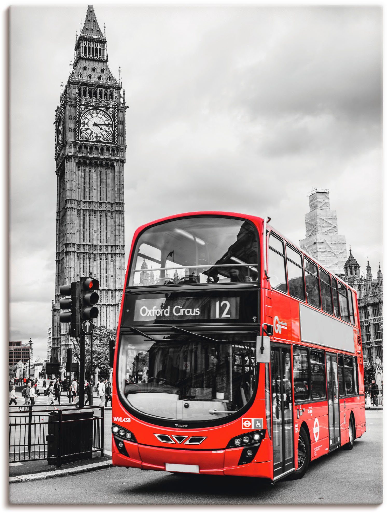 Artland Artprint Londen Bus en Big Ben als artprint op linnen, poster in verschillende formaten maten