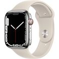 apple smartwatch watch series 7 gps + cellular, 45 mm zilver