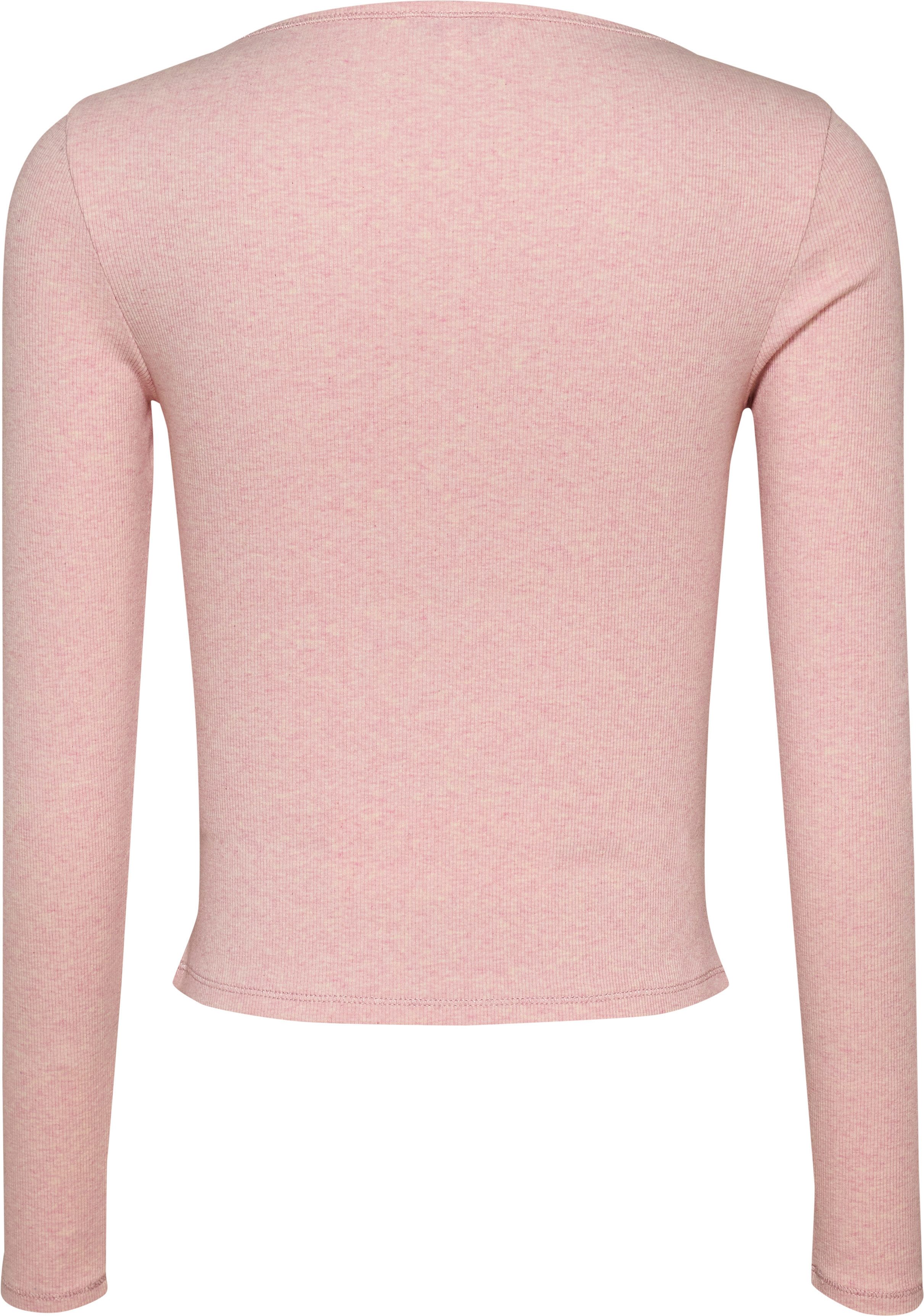 TOMMY JEANS Shirt met lange mouwen TJW MELANGE HENLEY LS EXT in gemêleerde look, met logo-borduursel
