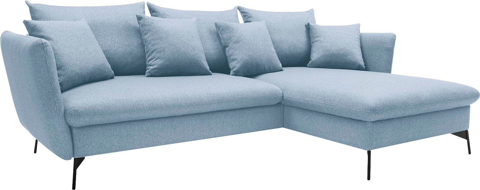 andas Hoekbank LIVORNO,258 cm, L-model, Slaapfunctie en bedlade (139/224 cm), fluweel, structuur, geweven stof