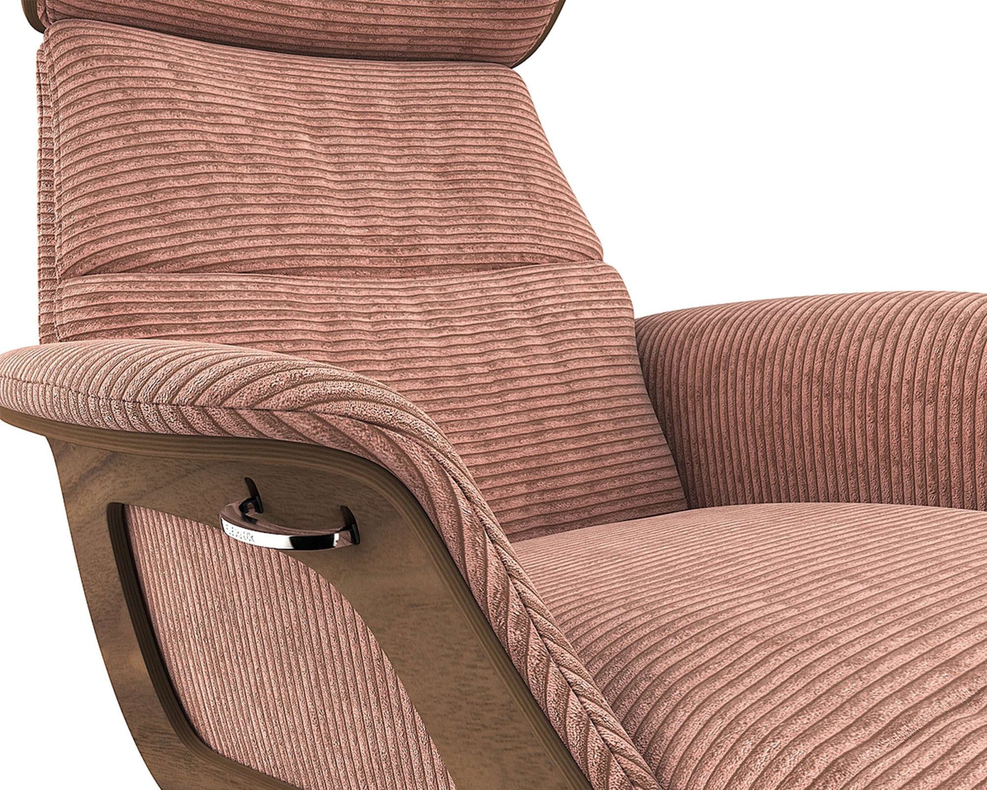 FLEXLUX Loungestoel Clement chaise longue, relaxstoel, ligstoel Rug- en hoofdsteunverstelling, armleuning, walnoot, voet van aluminium