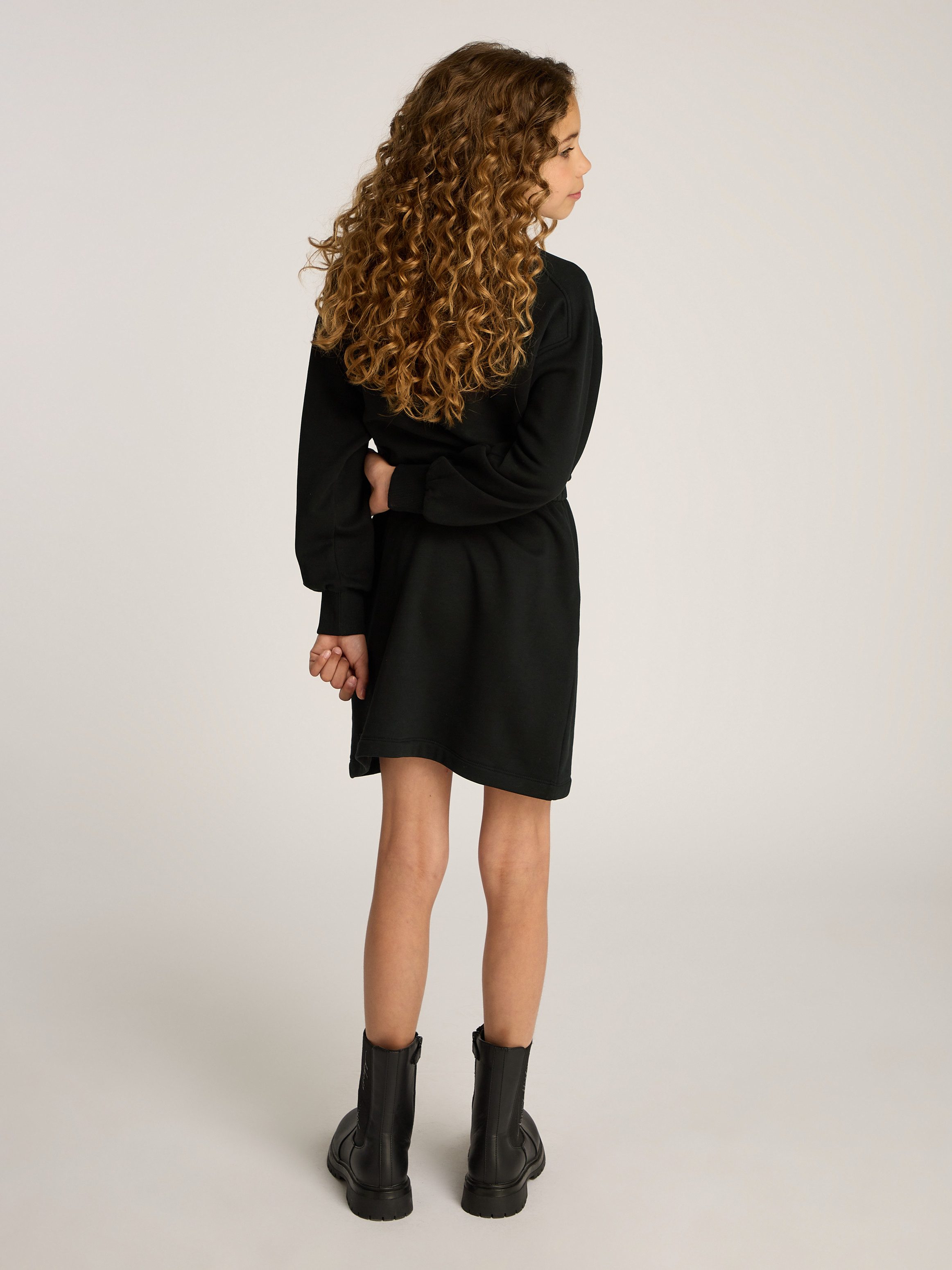 Calvin Klein Sweatjurk GLITTER MONOLOGO HWK DRESS voor kinderen tot 16 jaar met logo-opdruk