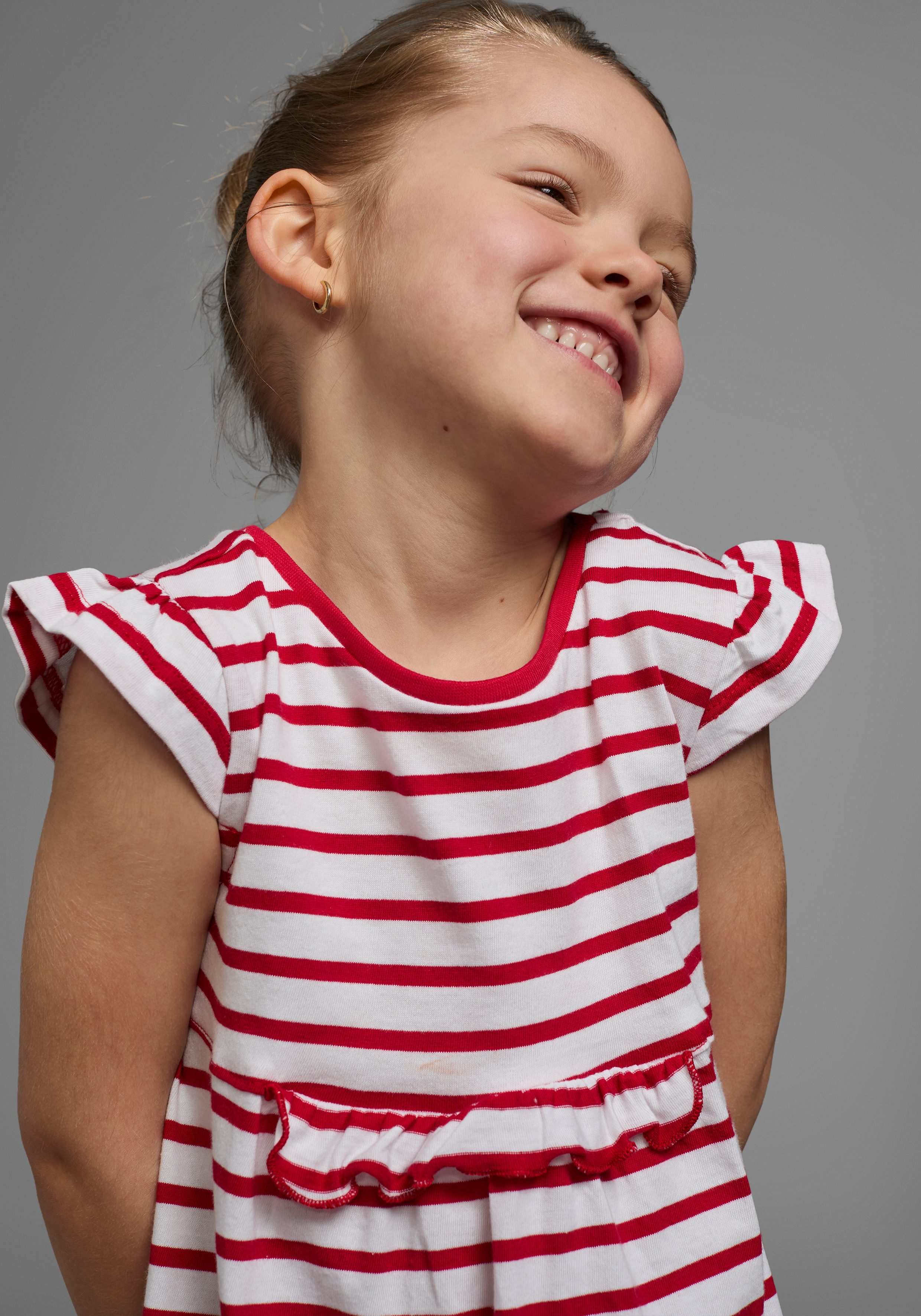 KIDSWORLD Jerseyjurk Voor kleine meisjes feestelijke gelegenheden, knie-vrij, modieuze stijl, van puur katoen (set, 2-delig)