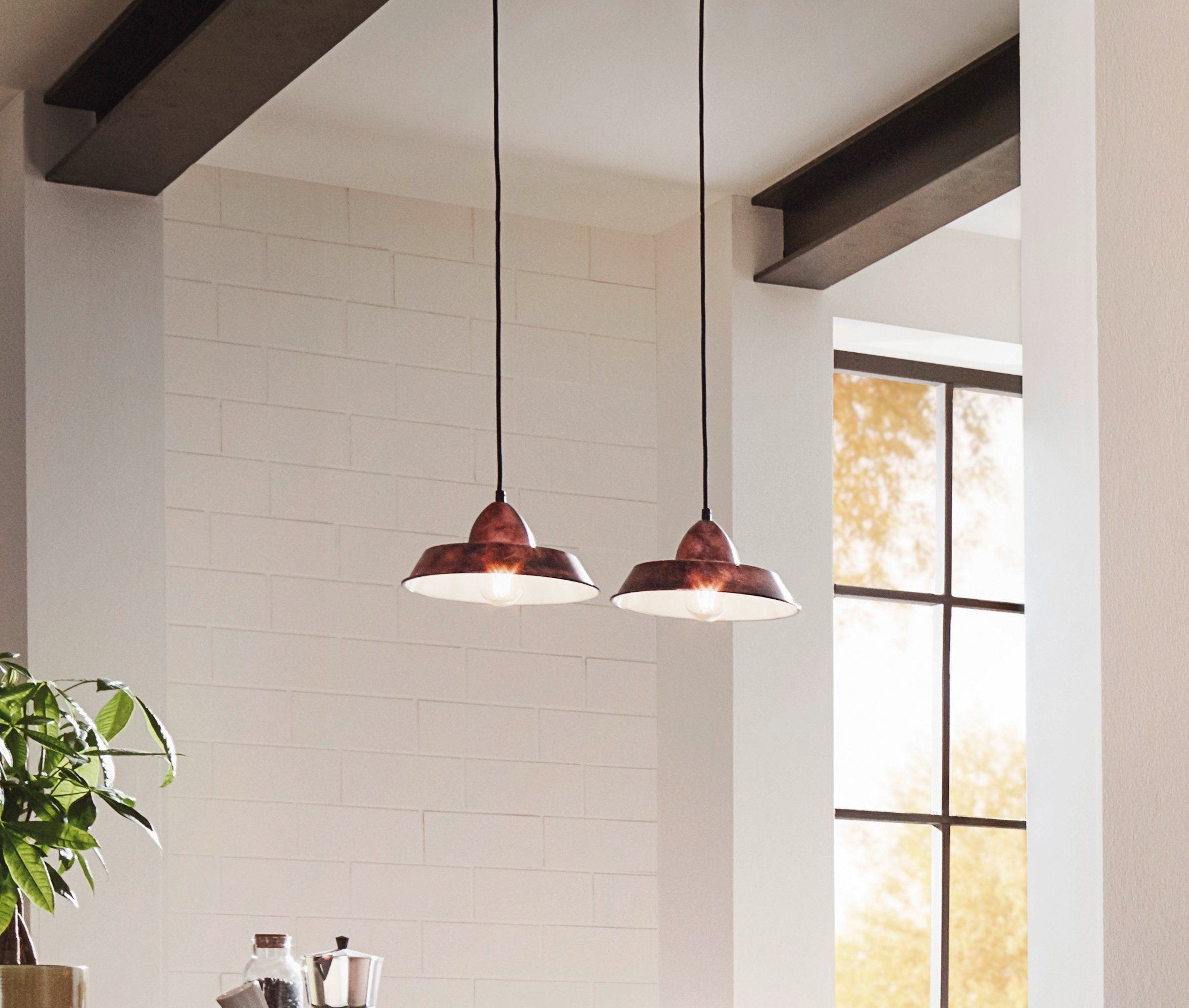 EGLO Hanglamp Auckland koperkleur-antiek / ø26 x h110 cm / hanglamp / eettafel / retro