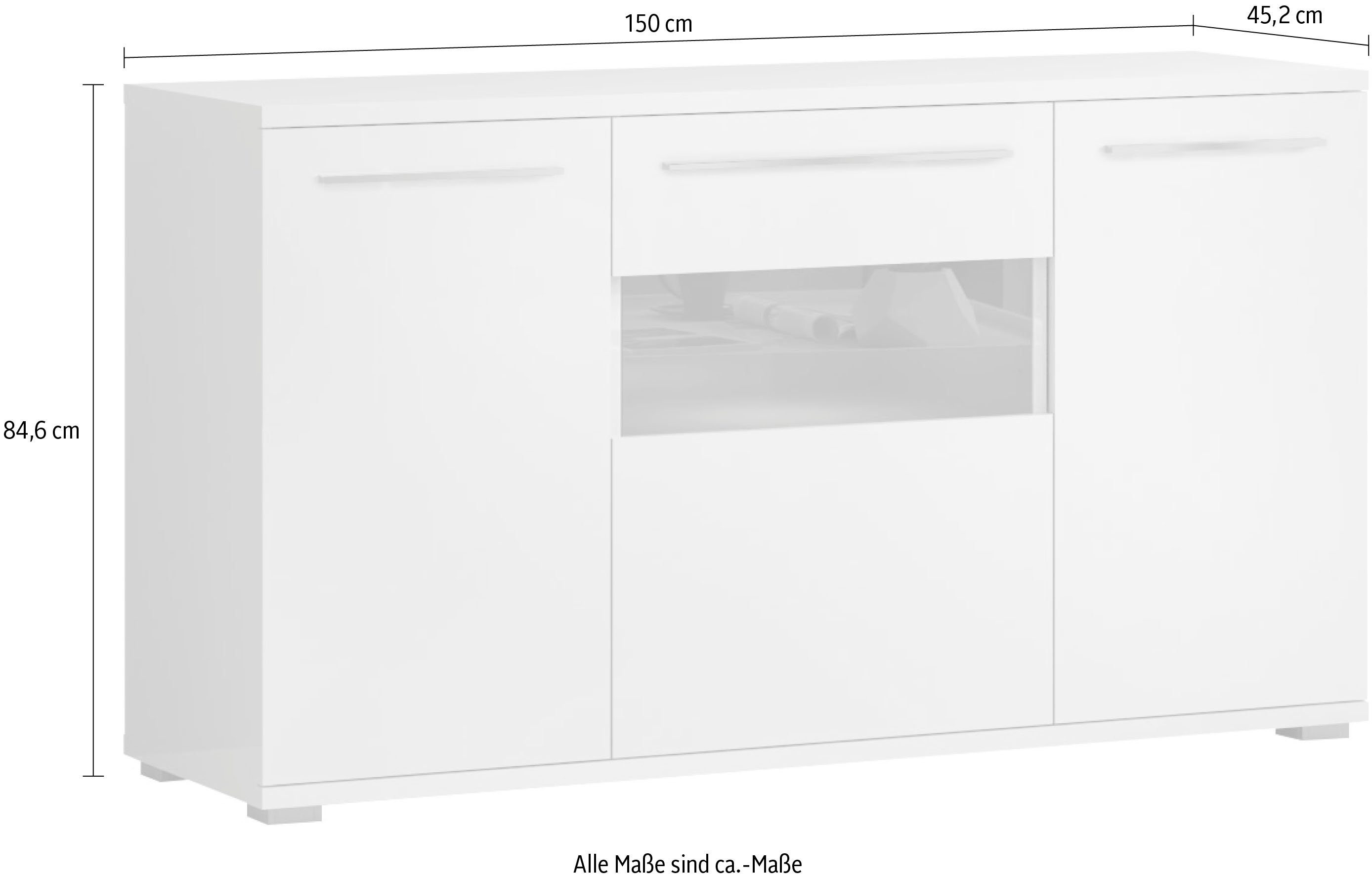 Places of Style Kast Piano Hoogglans UV gelakt, soft-closefunctie