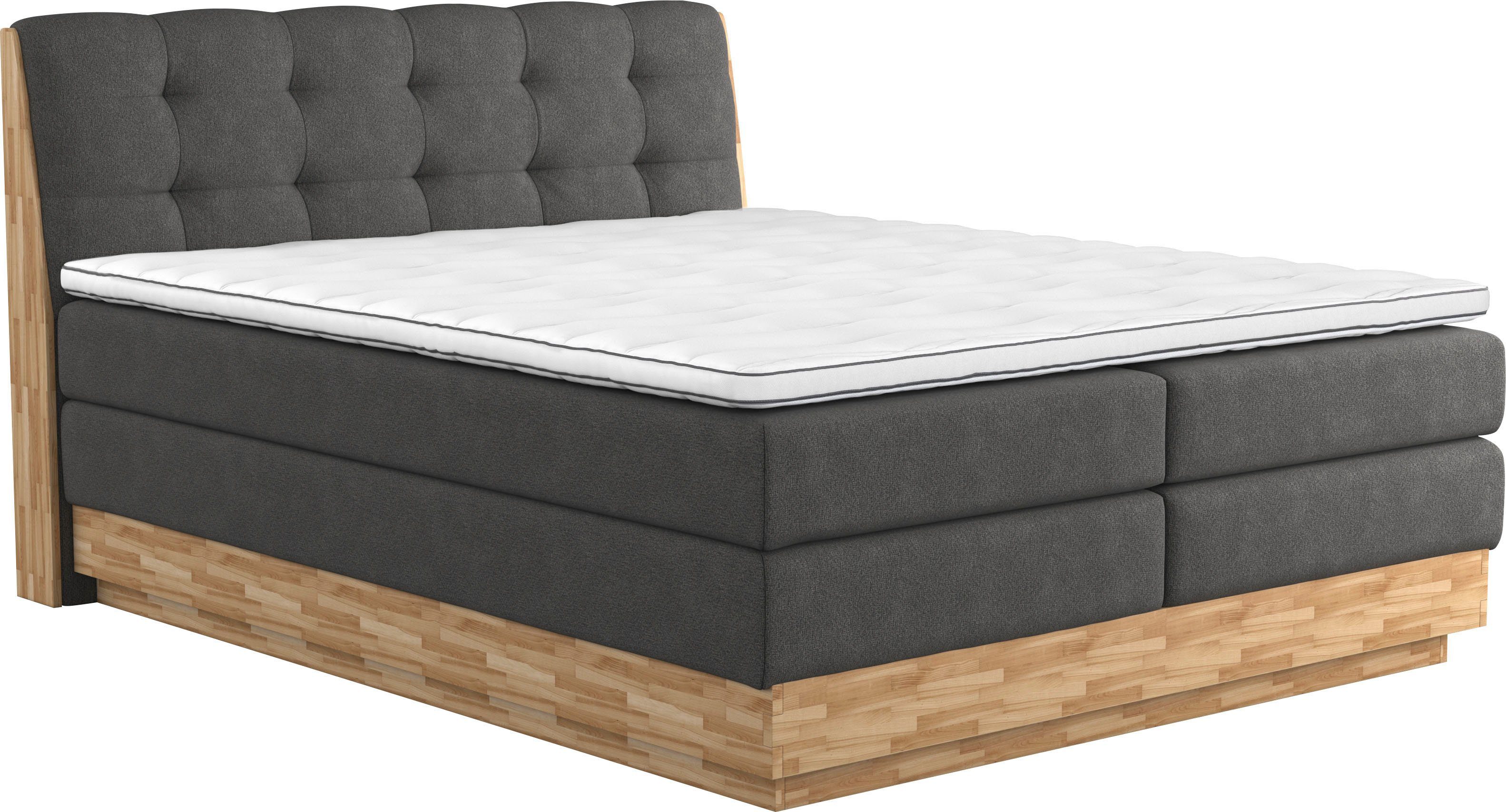 Home affaire Boxspring Naome Boxspring bed, inclusief matrastopper boxsprings maat Luxe-microvezel grijs