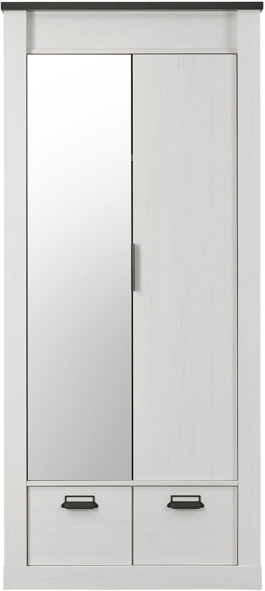 Home affaire Kledingkast SHERWOOD linn kast garderobe met spiegel kan worden gebruikt met kledingstang of legplanken, breedte 93 cm