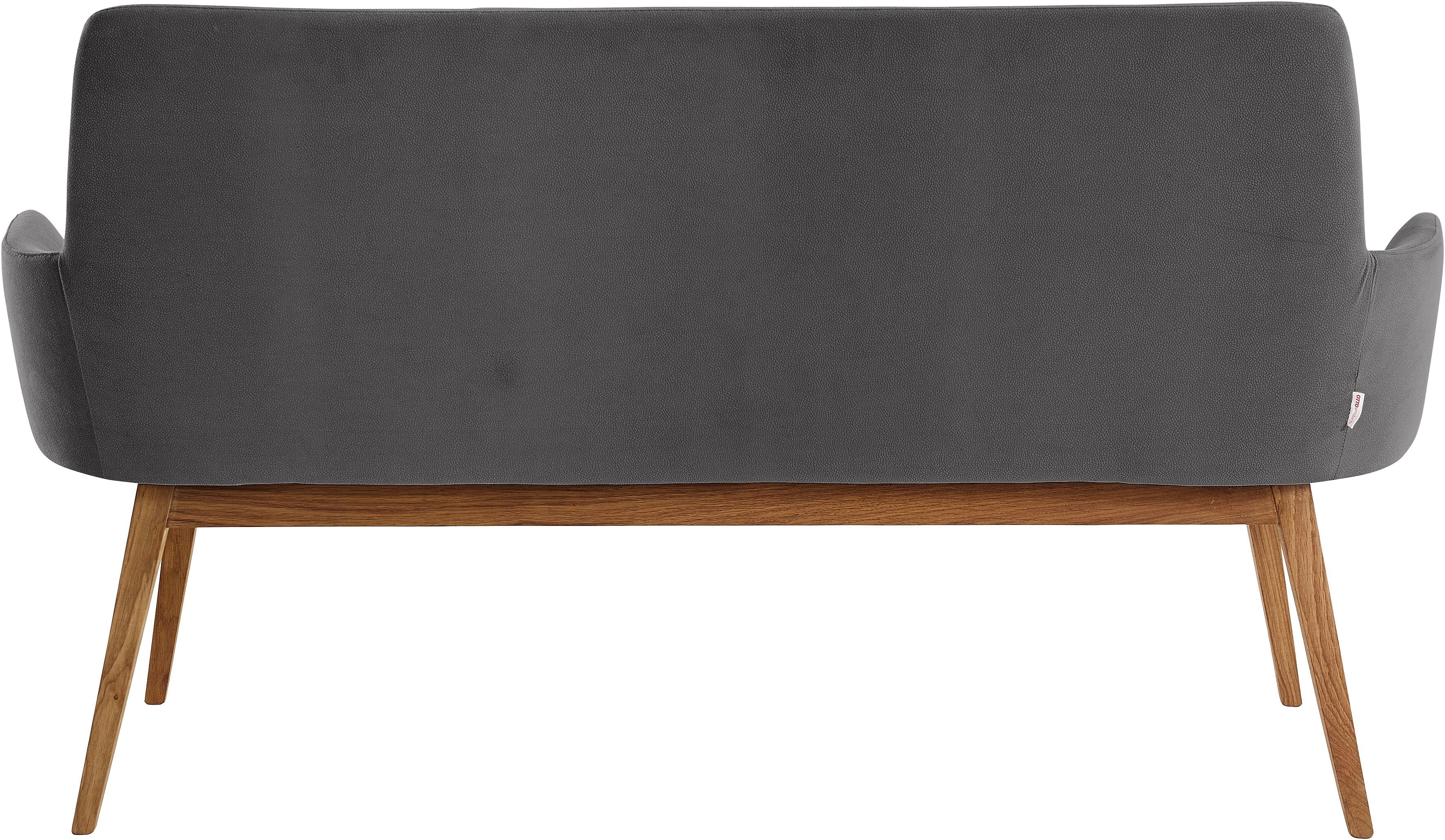 OTTO products Zitbank Alessja Breedte 160 cm, bekleding van microvezel, frame van eiken massief hout (1 stuk)