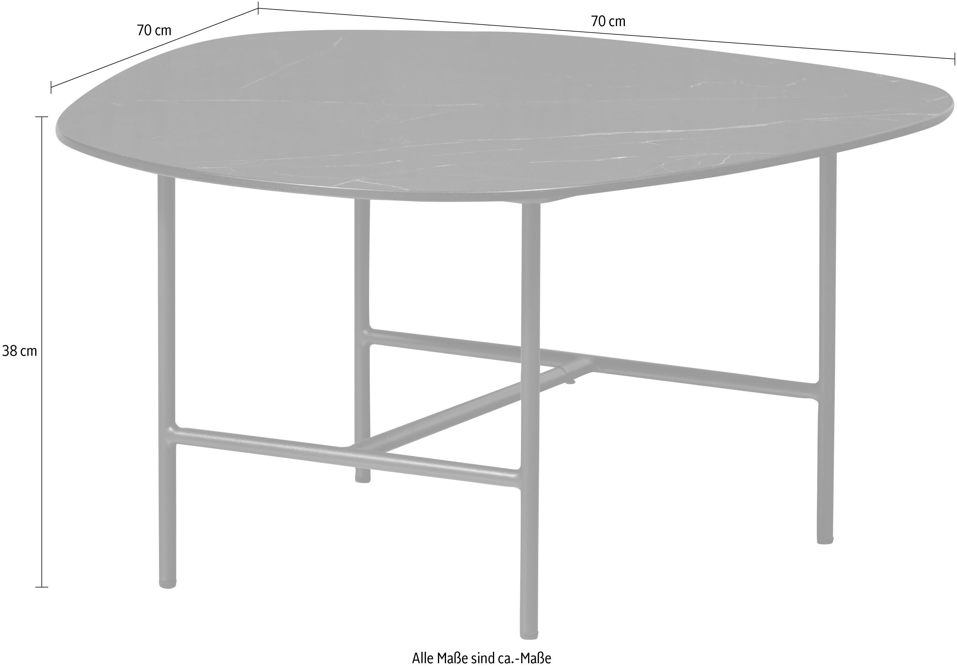 WOOOD Salontafel Vajen met tafelblad in marmerlook, slank metalen frame