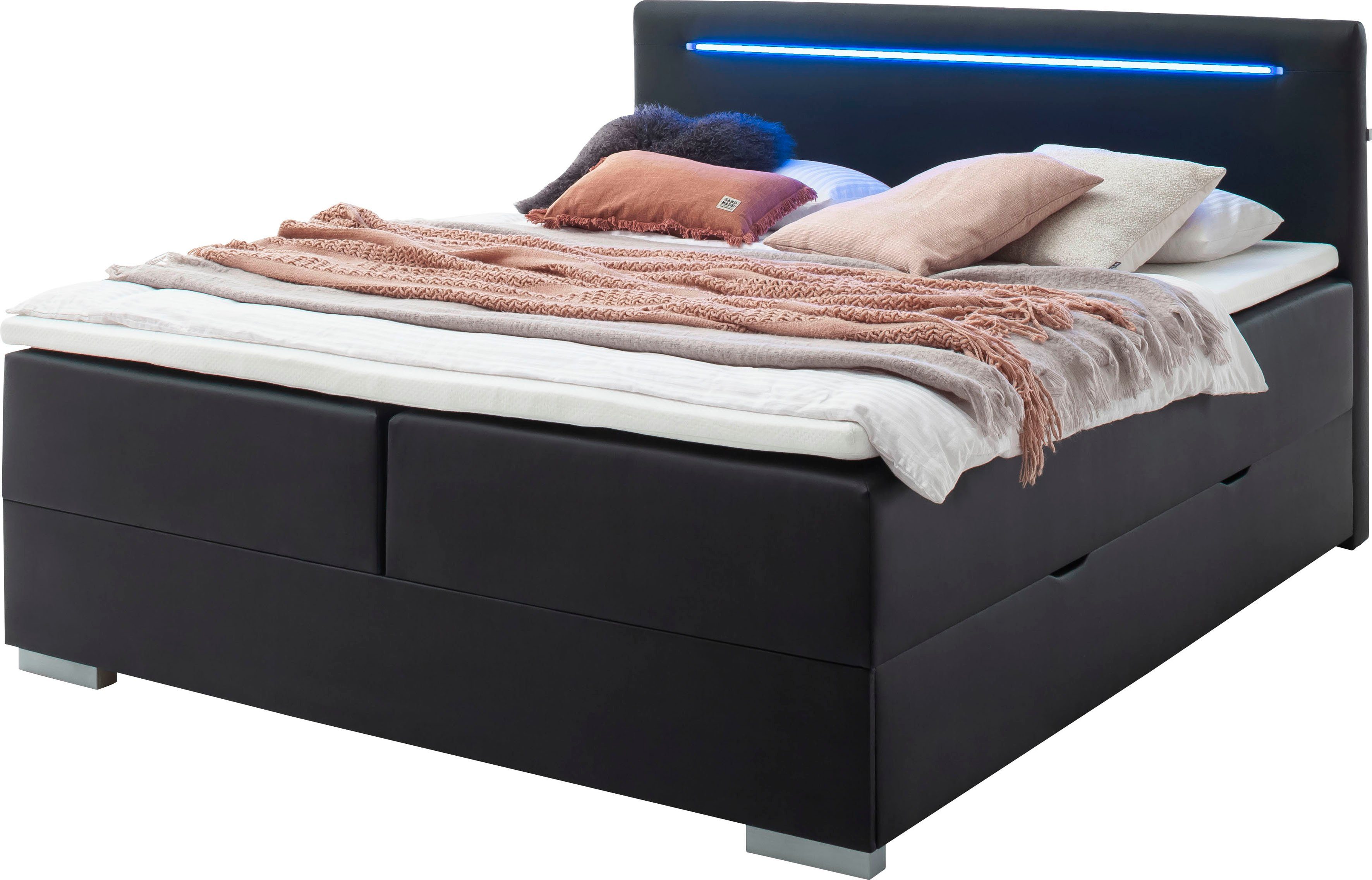 meise.möbel Boxspring Las Vegas 2 inclusief ledverlichting in het hoofdbord, met bedkist en topmatras