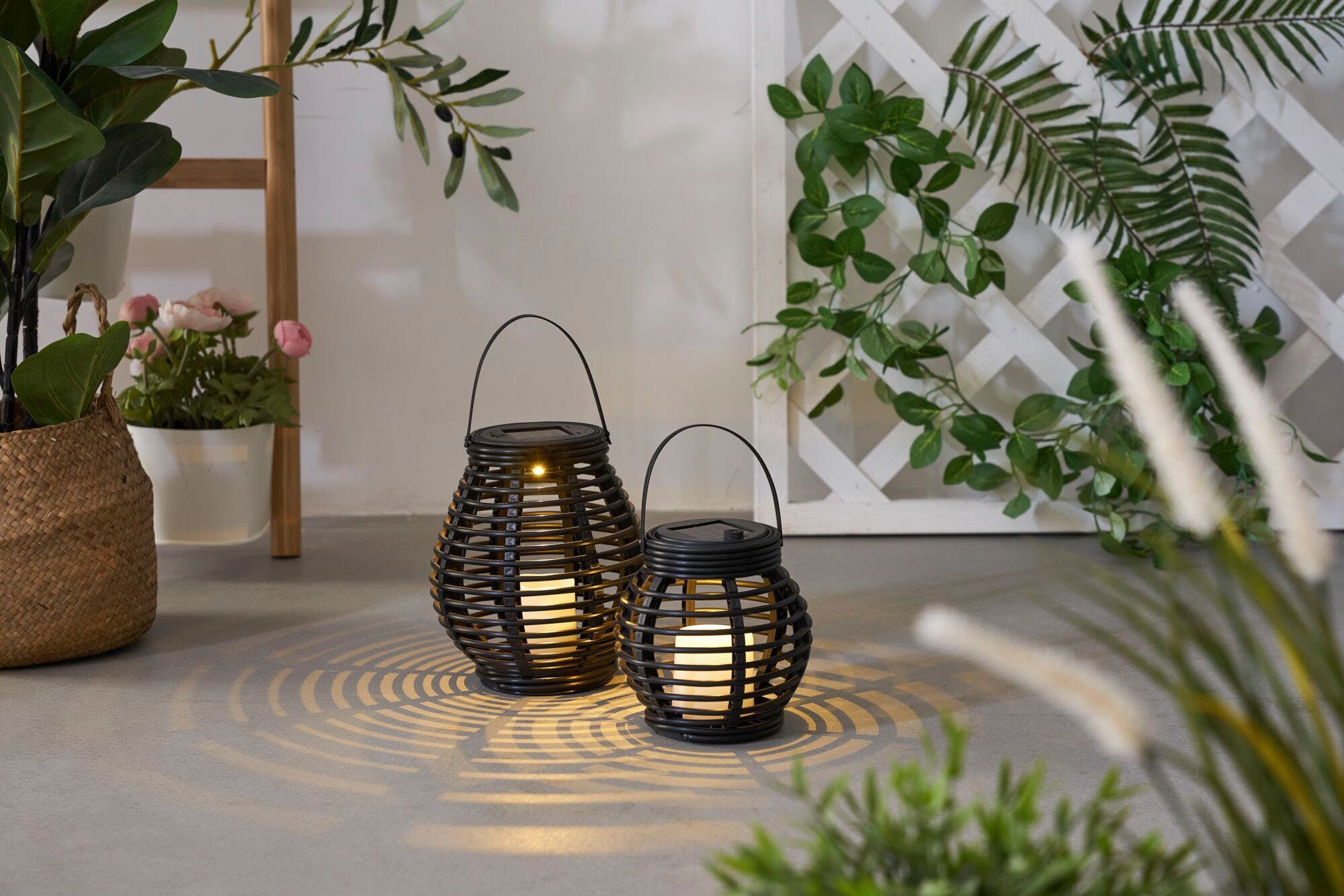 Pauleen Led-lantaarn Sunshine Glow 2x solarlaterne zwart/bruin kunststof (2 stuks)