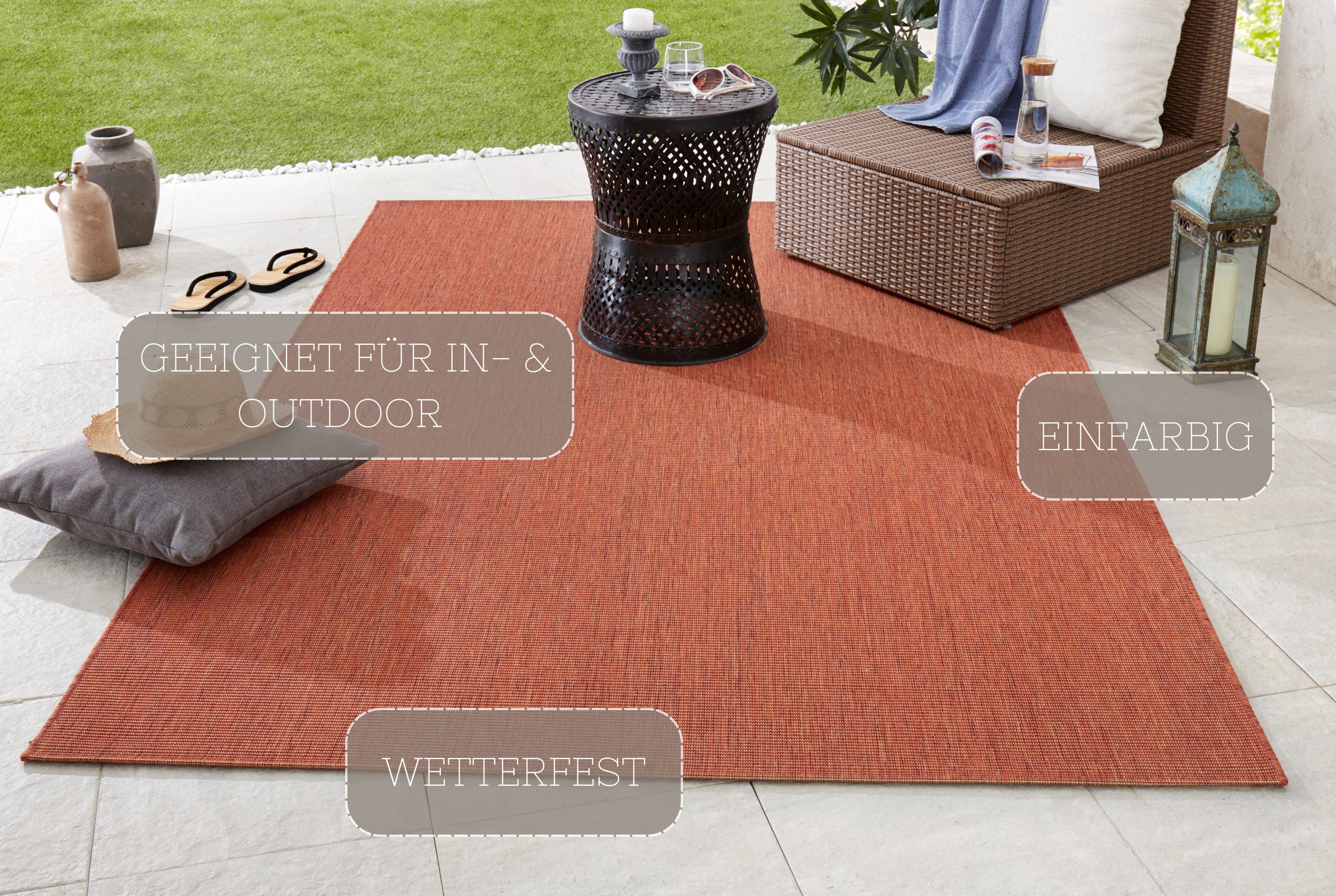 NORTHRUGS Vloerkleed Match Binnen- en buitengebruik, kortpolig, loper, modern, effen kleuren, woonkamer, balkon