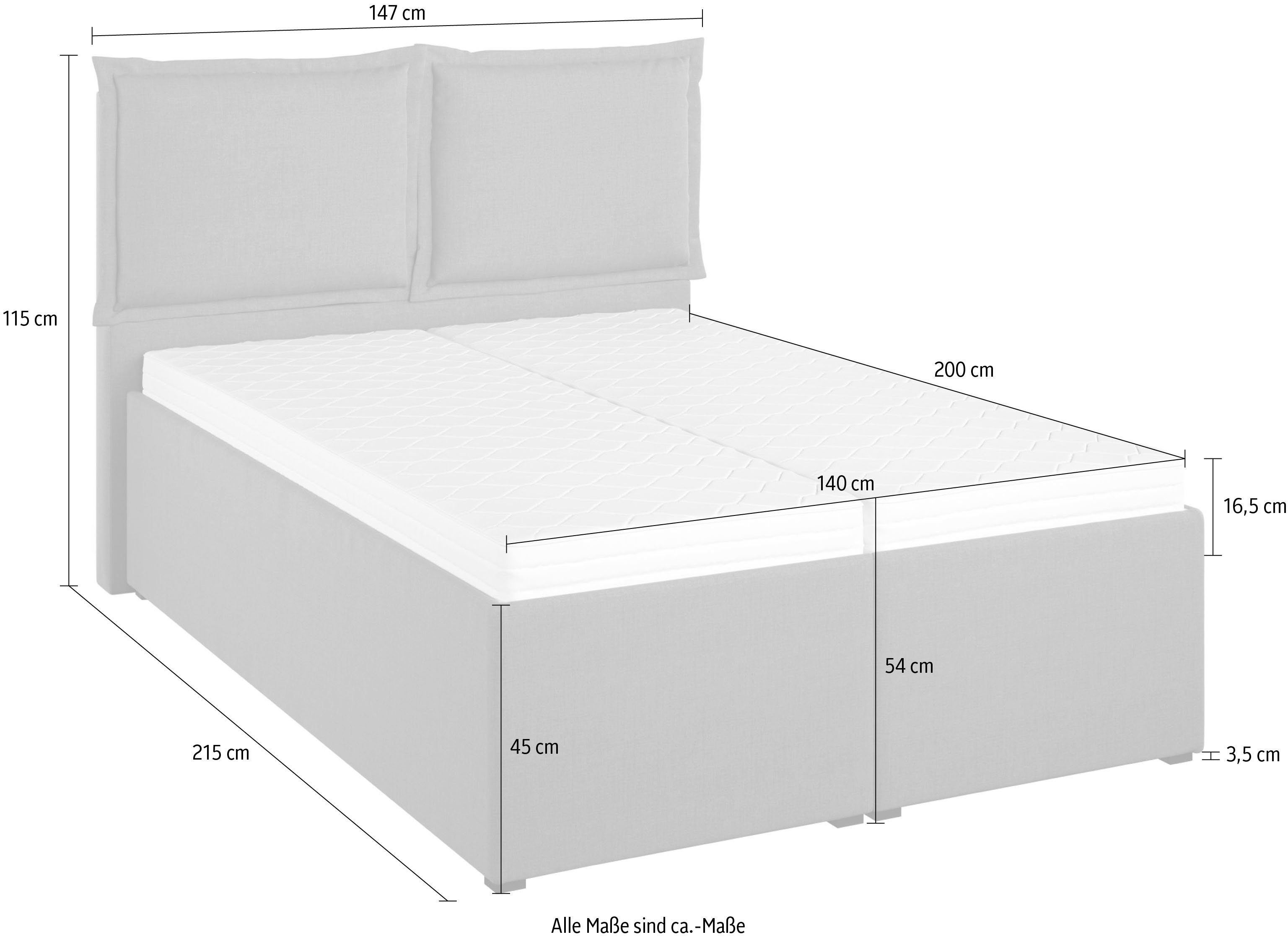 Maintal Gestoffeerd bed Lyara naar keuze zonder matras of kies uit 3 matrassoorten