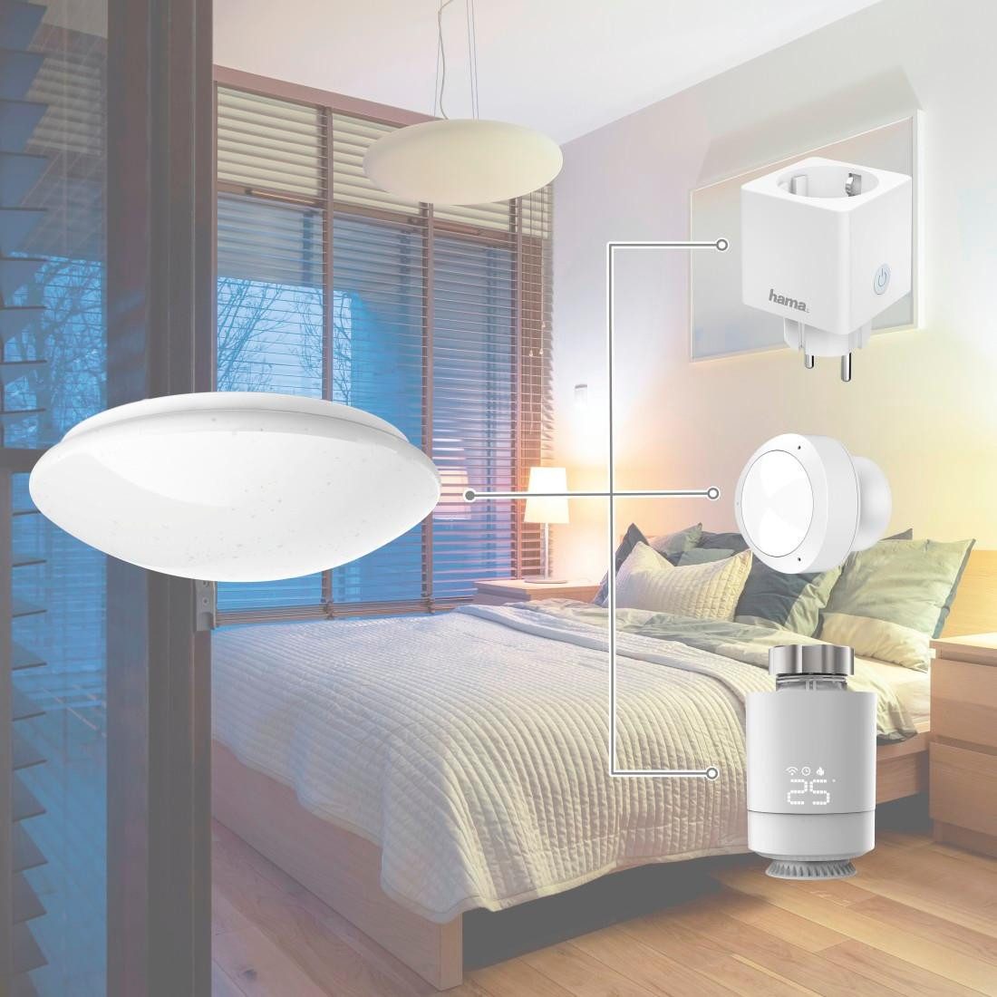Hama Plafondlamp WiFi lamp, bediend via Alexa, Google, app, glitter, rond