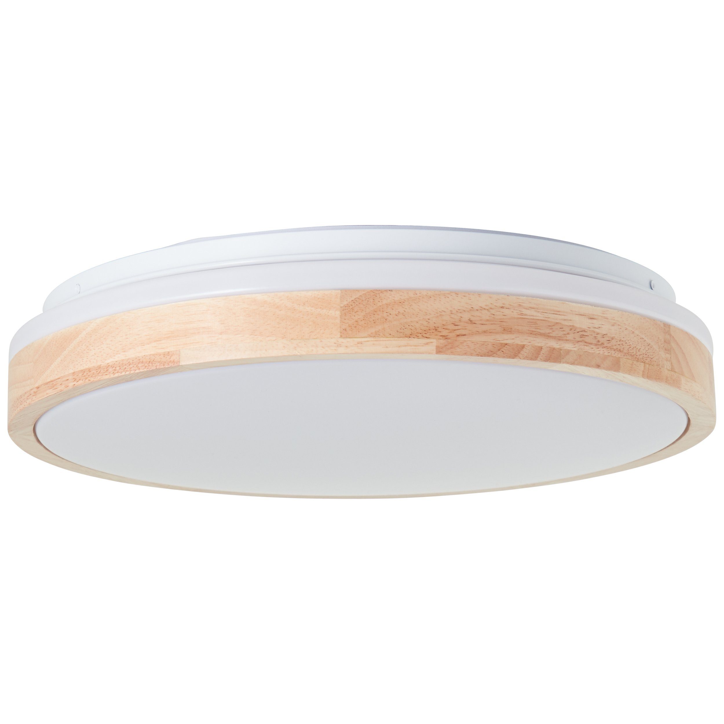 Brilliant Leuchten Led-plafondlamp Brodsky 2500 lm, ø 39 cm, metaal/hout, licht hout/wit