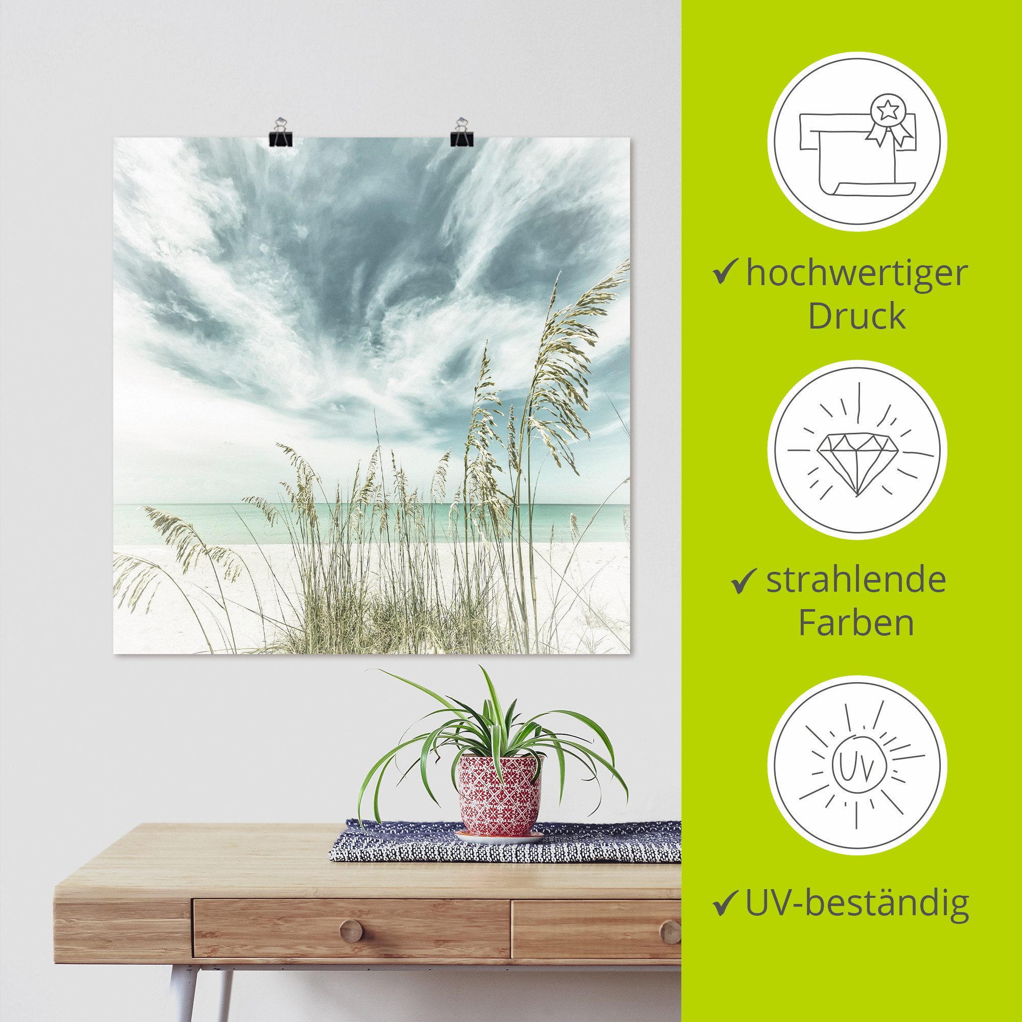 Artland Artprint Alleen aan het strand als artprint op linnen, poster in verschillende formaten maten
