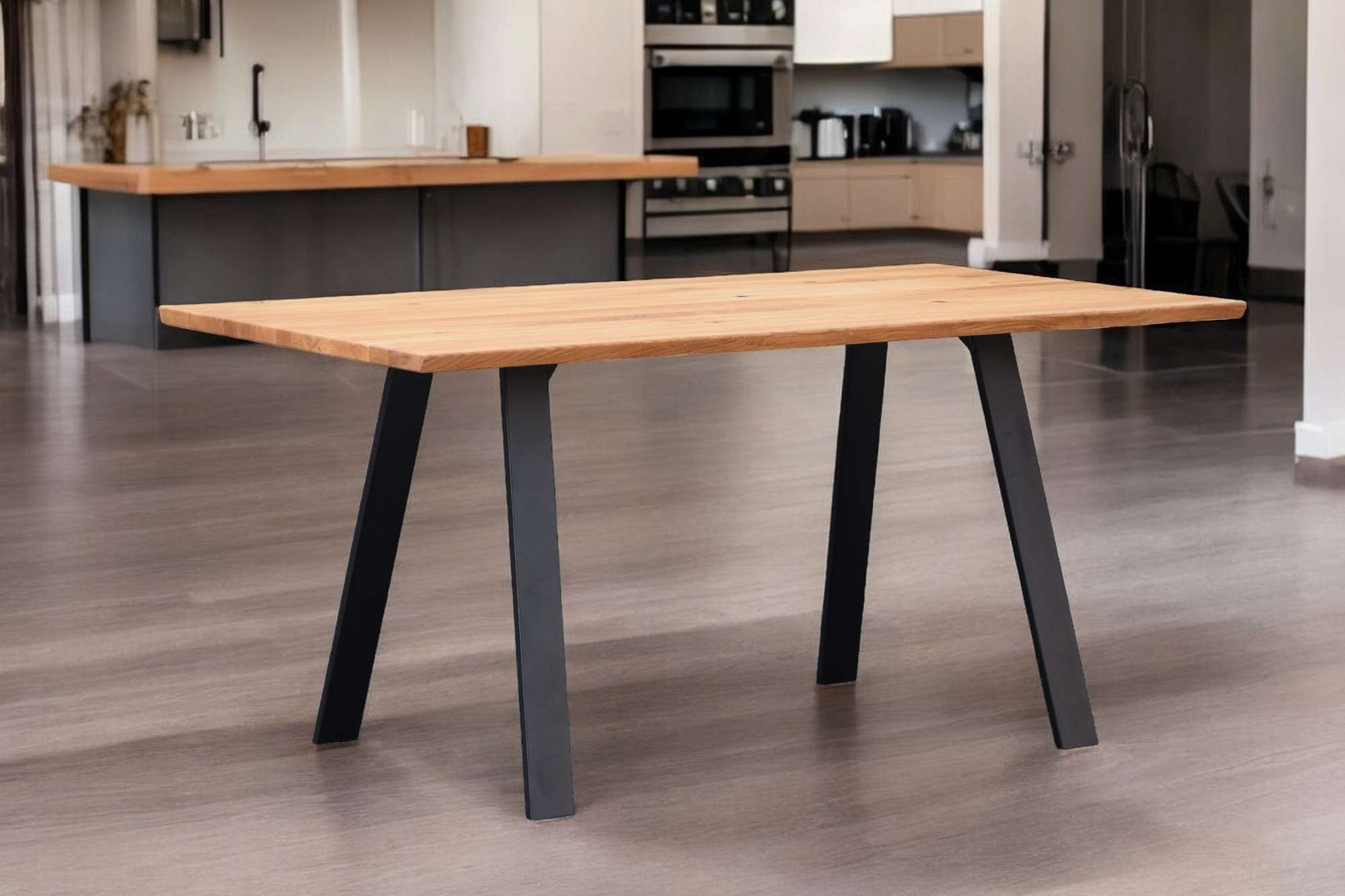 Home affaire Eettafel Reidigen keukentafel, A-vorm metalen frame, massief gewild eikenhout, geolied
