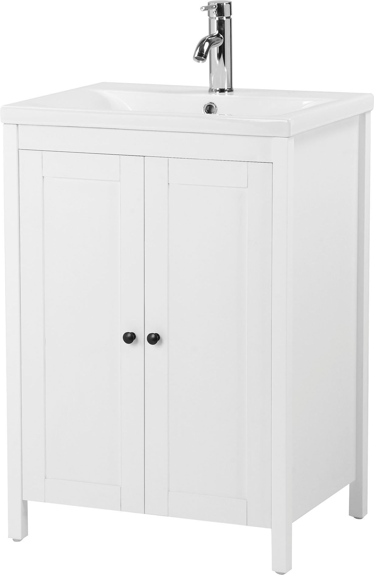 welltime Wastafelonderkast Aalborg Badkamermeubel in landelijke stijl, breedte 60 cm, inclusief wasbak