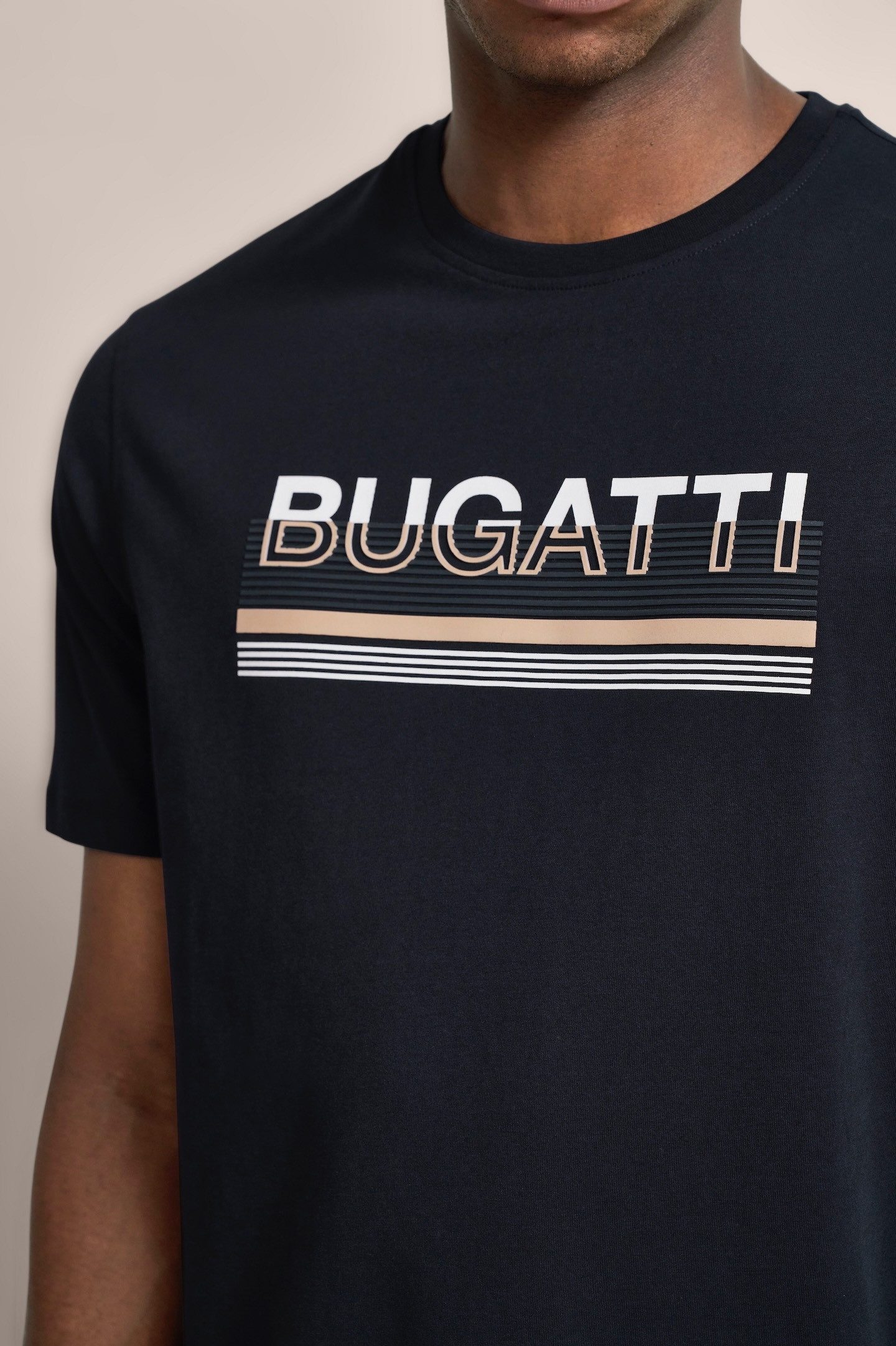 Bugatti T-shirt met rubberen logo-print