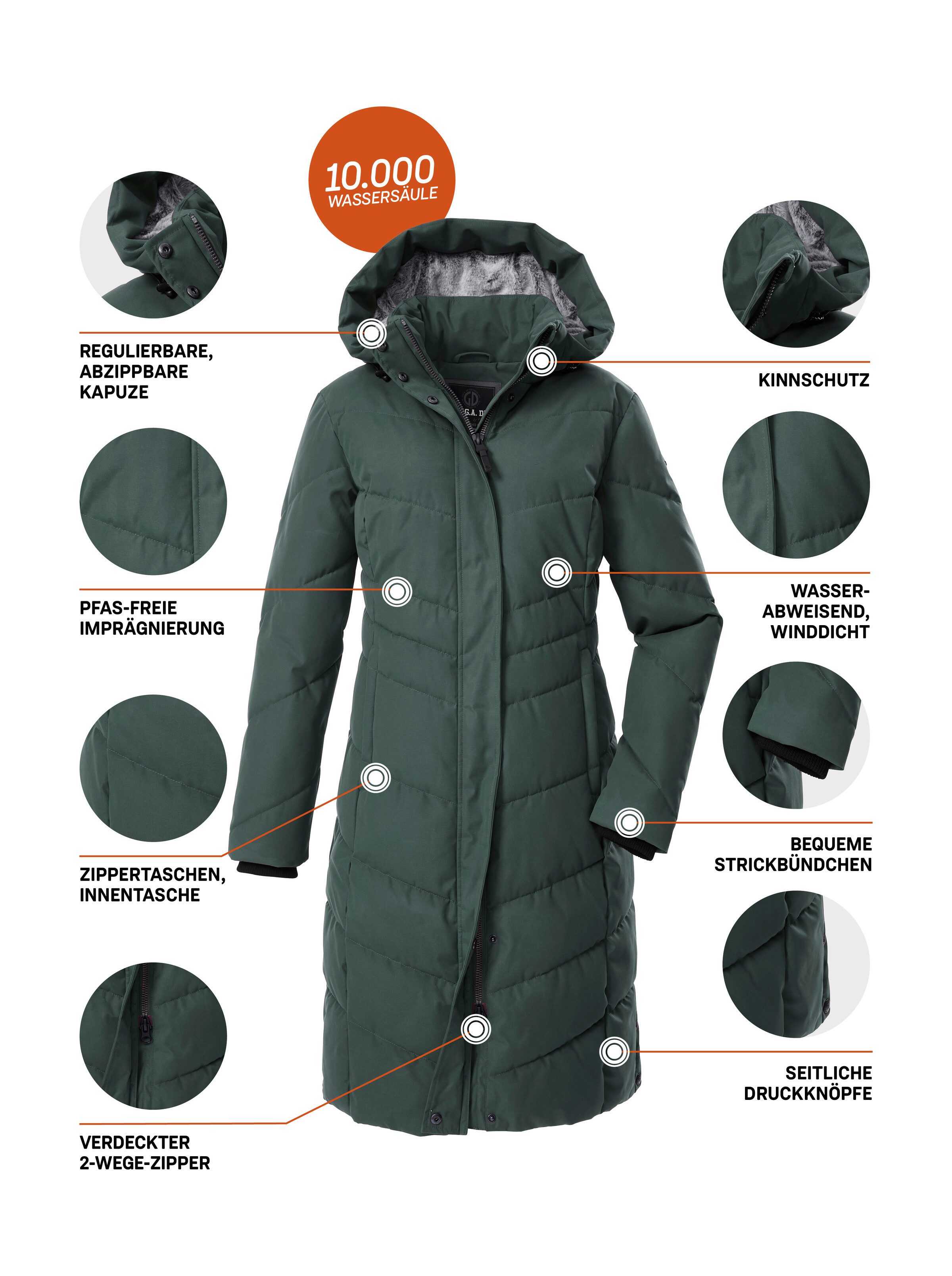 G.I.G.A. DX by killtec Gewatteerde jas GW 61 WMN QLTD CT Damesmantel, waterafstotend, winddicht, capuchon verstelbaar, PFAs-vrij