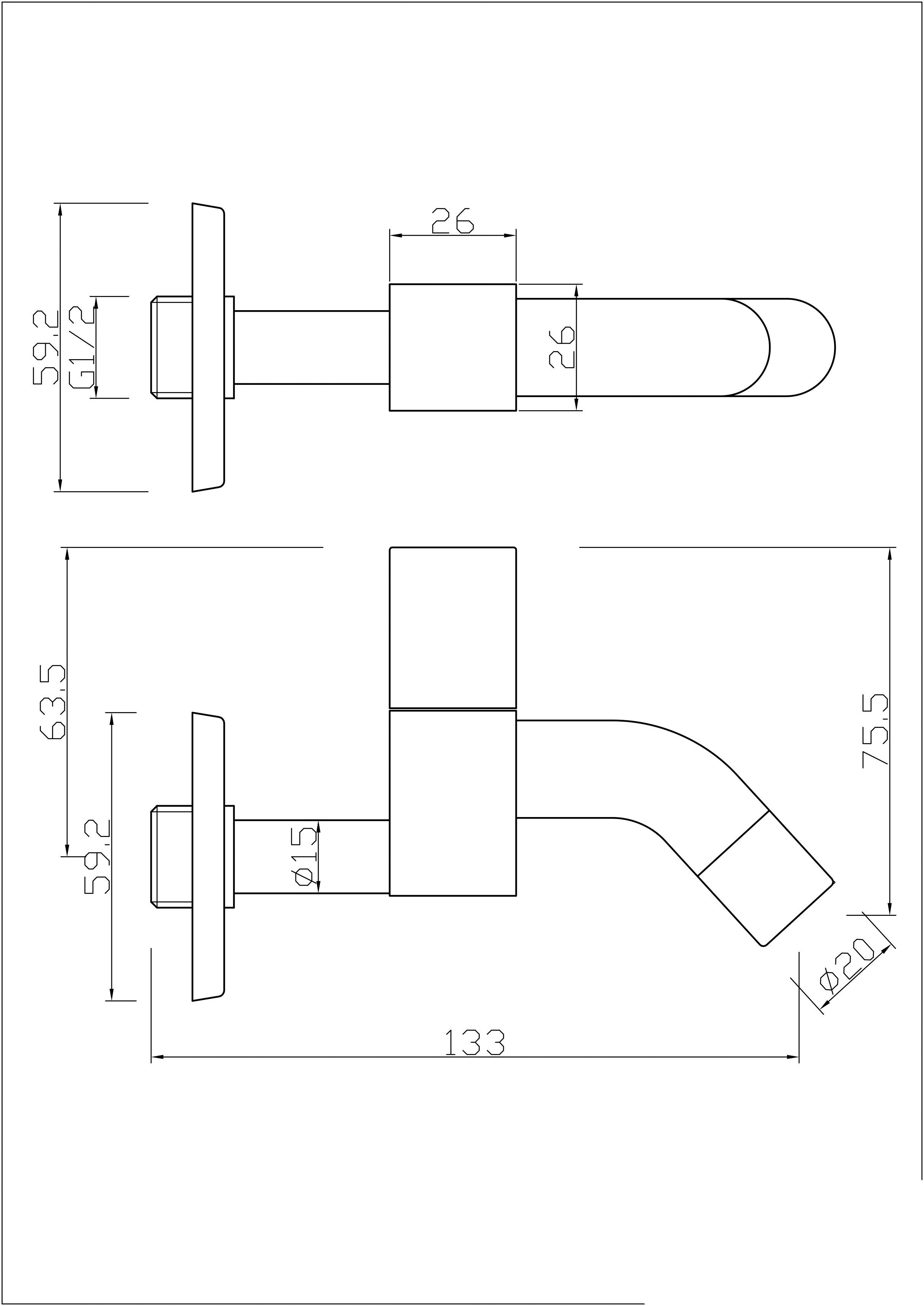 ADOB Staand ventiel Palazzo hoekig, 145 mm