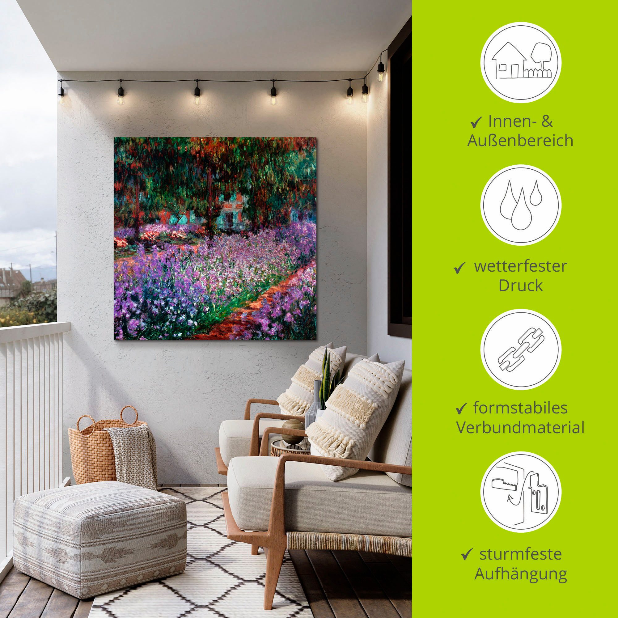 Artland Artprint De tuin van de kunstenaar bij Giverny als artprint van aluminium, artprint voor buiten, artprint op linnen in verschillende maten