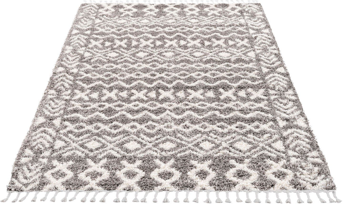 Carpet City Hoogpolig vloerkleed Pulpy 514 bijzonder zacht, met franje, etno-look