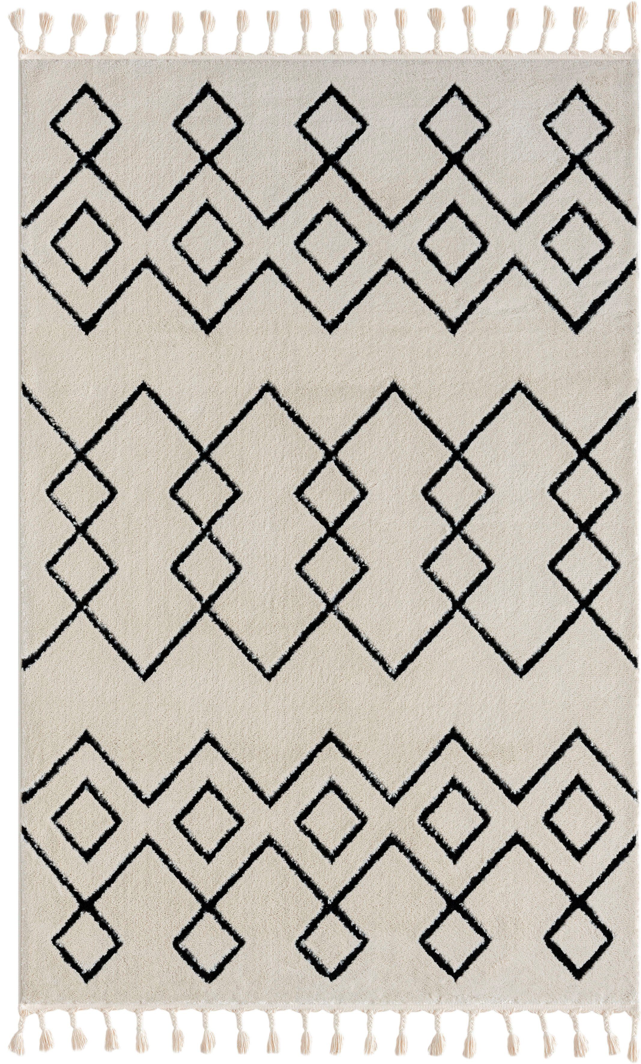 Myflair Möbel & Accessoires Hoogpolig vloerkleed Moroccan Mural modern, marokkaans ontwerp, fluffy zacht, met franjes