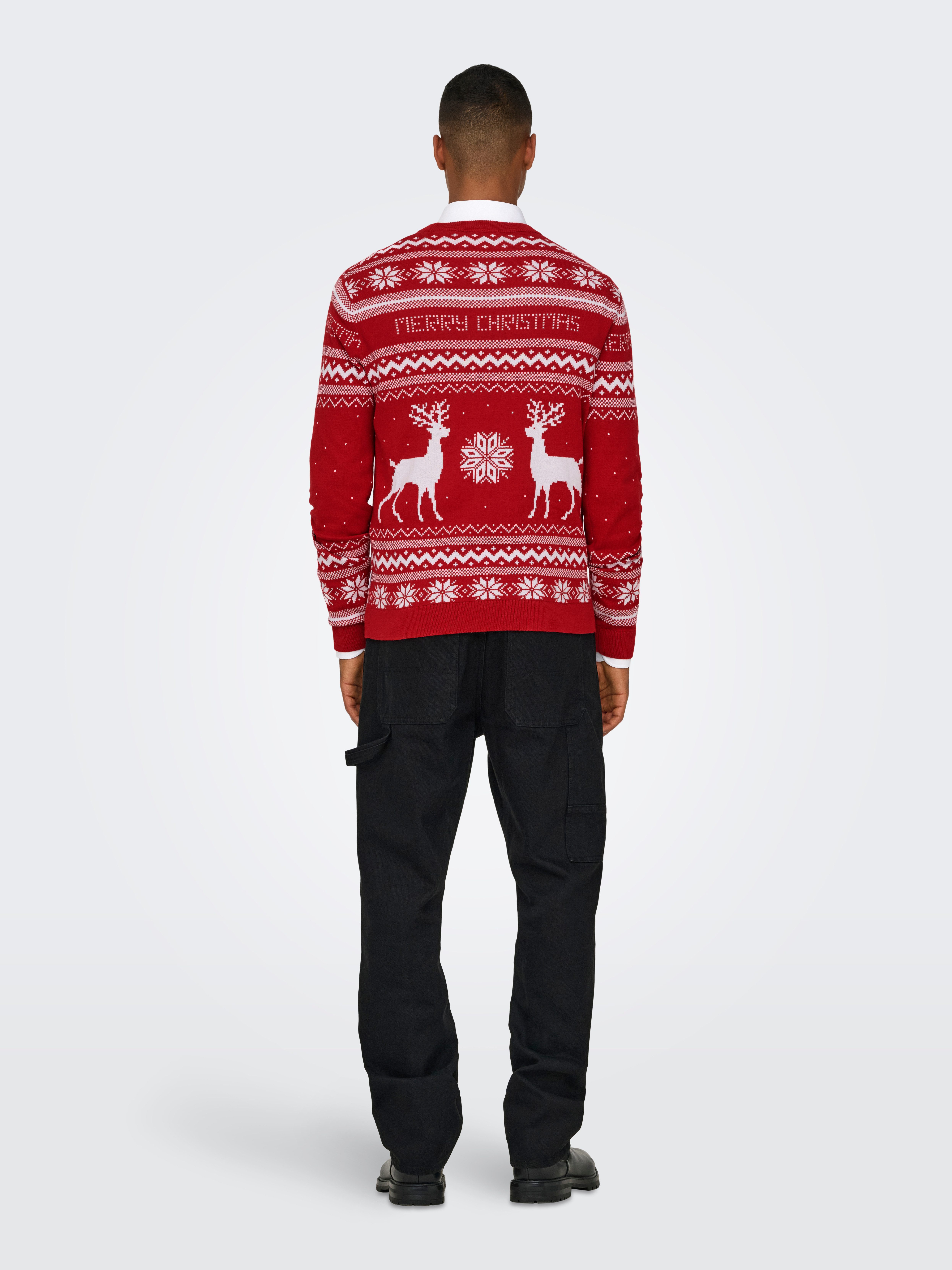ONLY & SONS Trui met ronde hals ONSXMAS REG 5 JAQ CREW KNIT