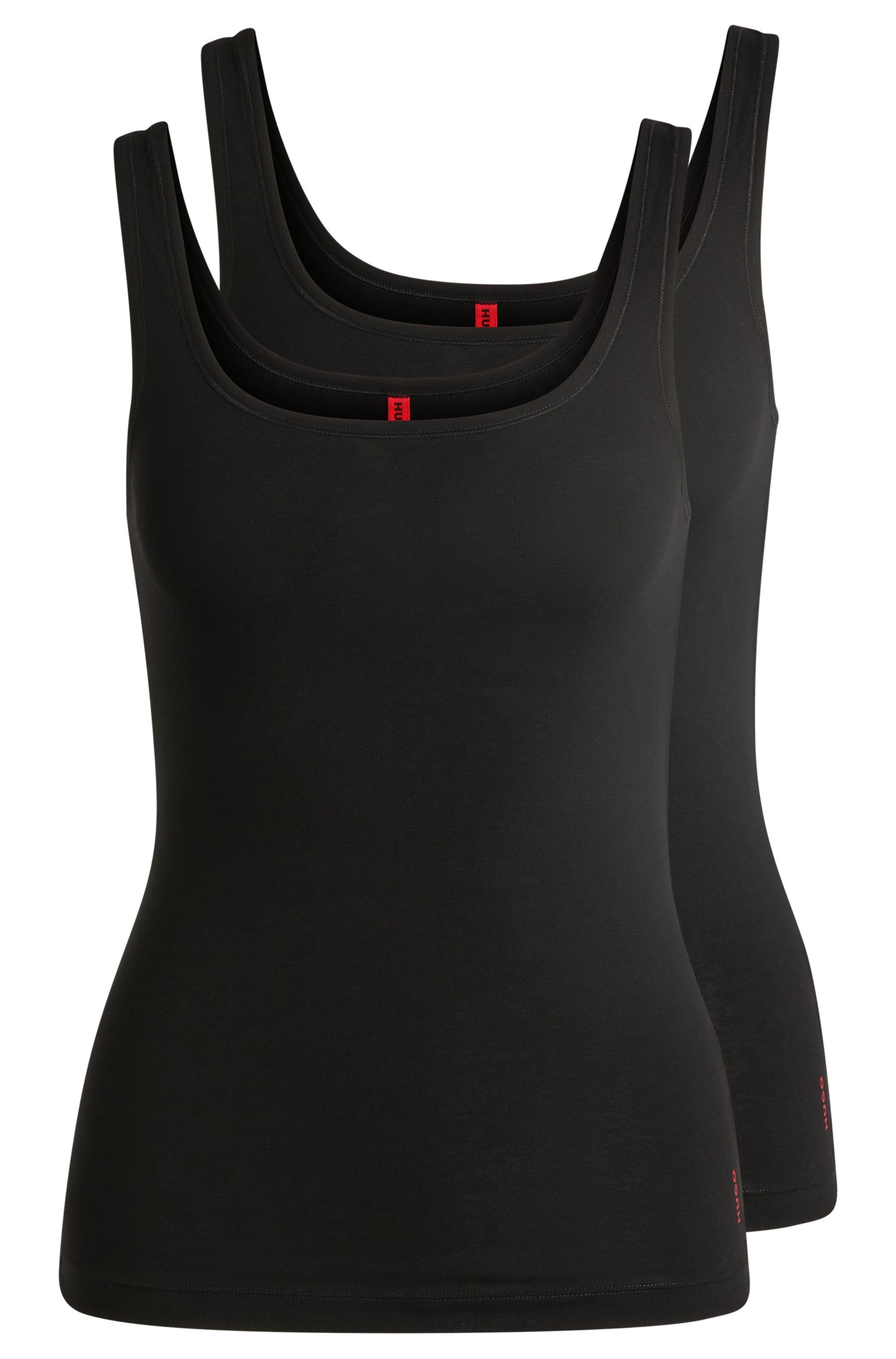 HUGO underwear Tanktop TWIN VEST met verticale logoprint (Set van 2)