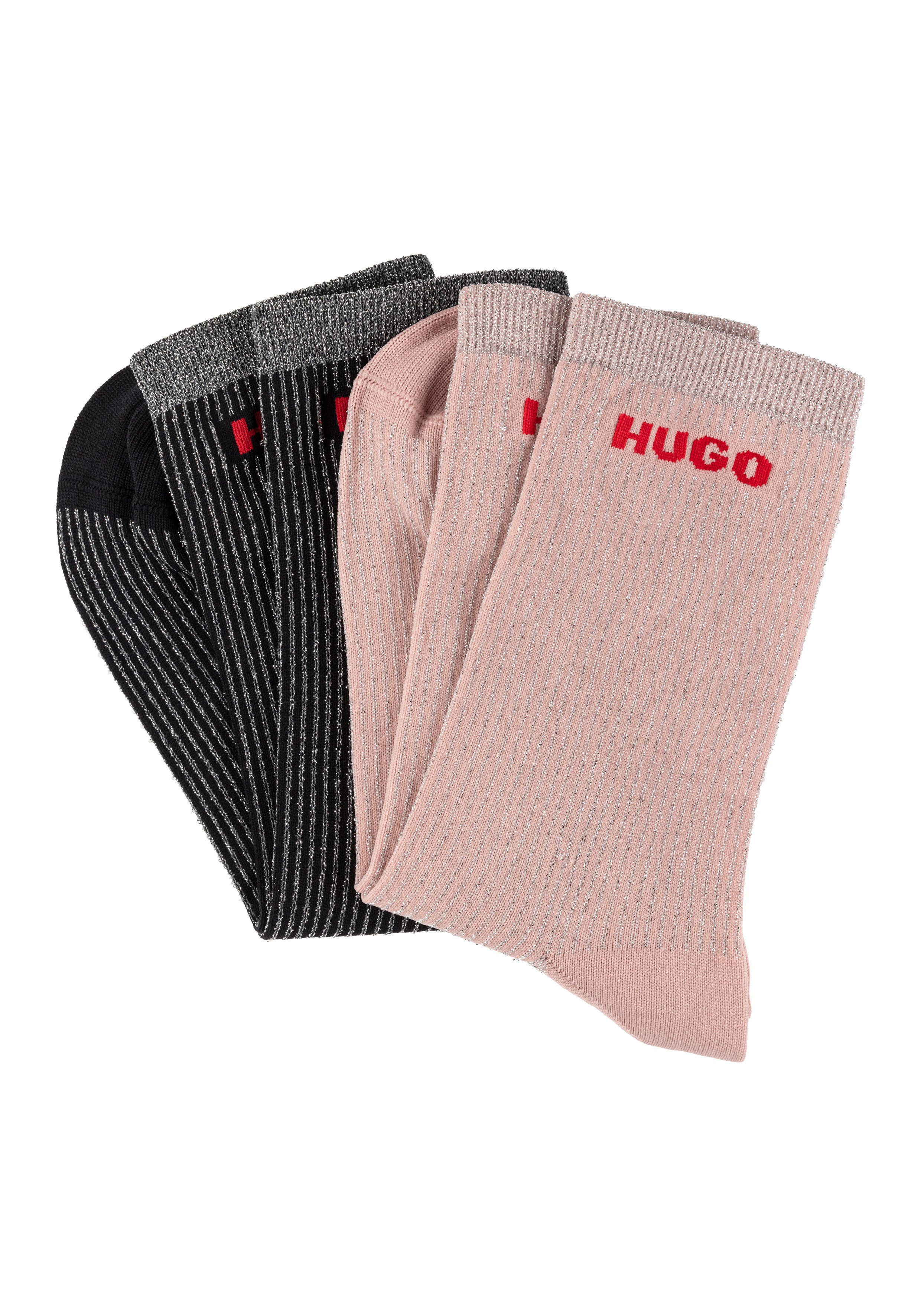 HUGO underwear Vrijetijdssokken 2P QS RIB LUREX PA W (set, 2 paar) dames sokken maat 35-38 multicolor